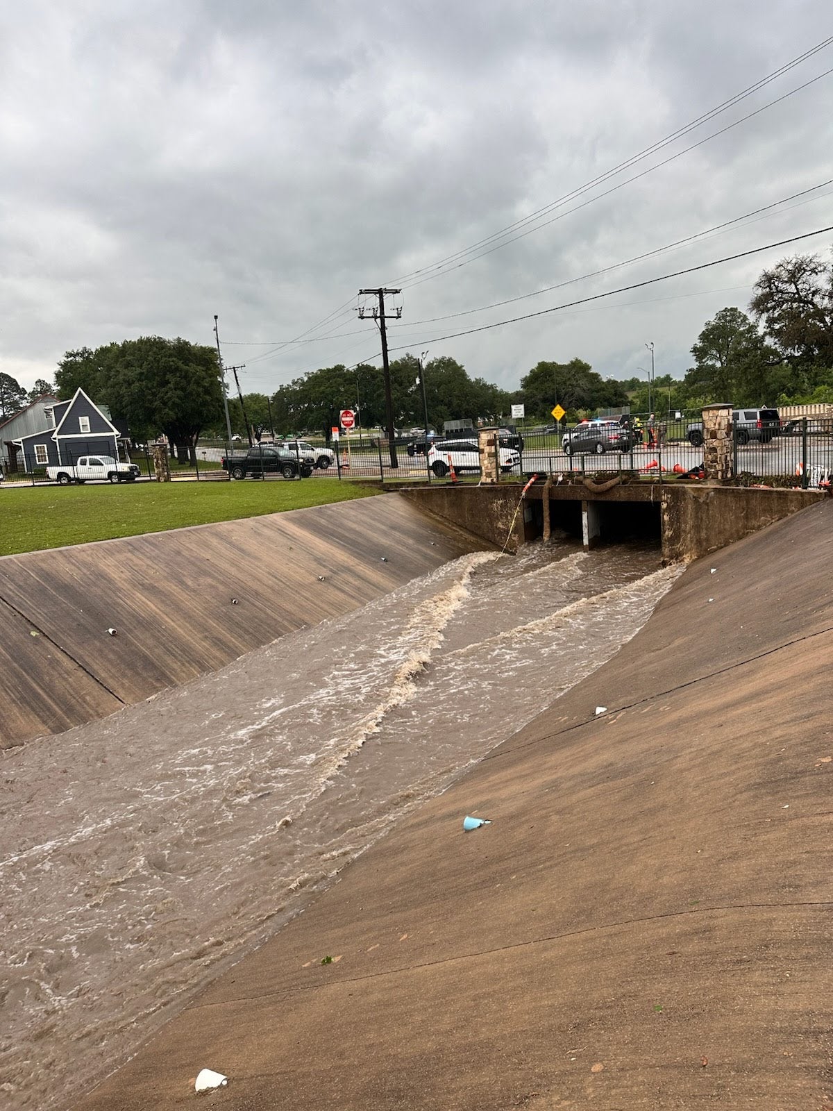 The creek where authorities searched for the girl after she was swept away by the flooding