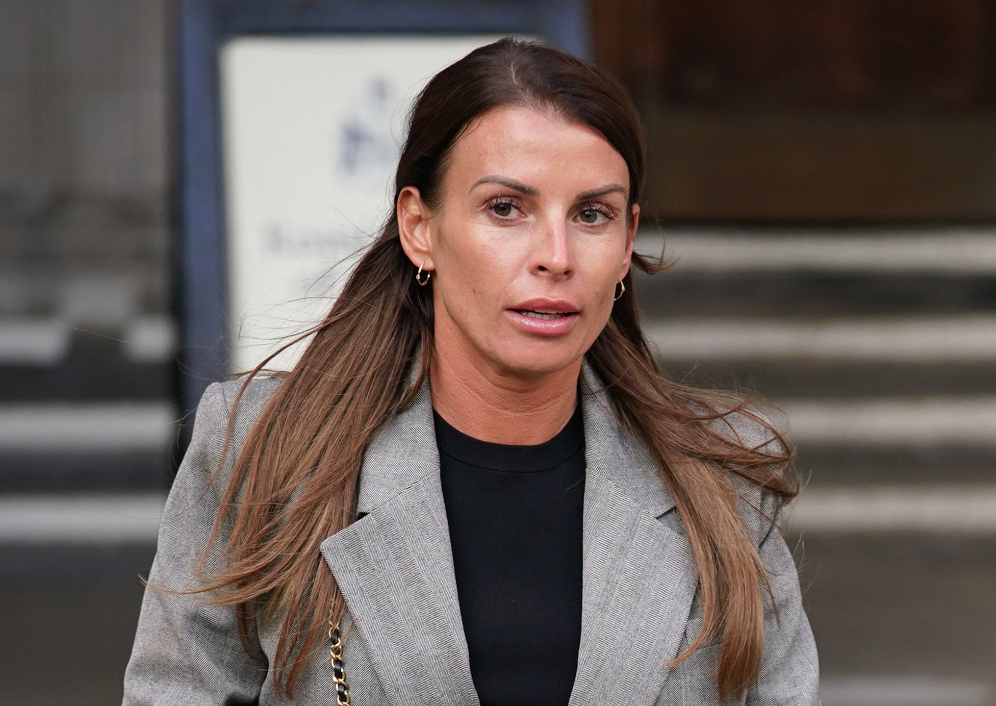 Coleen Rooney leaving the Royal Courts Of Justice during the trial in 2022