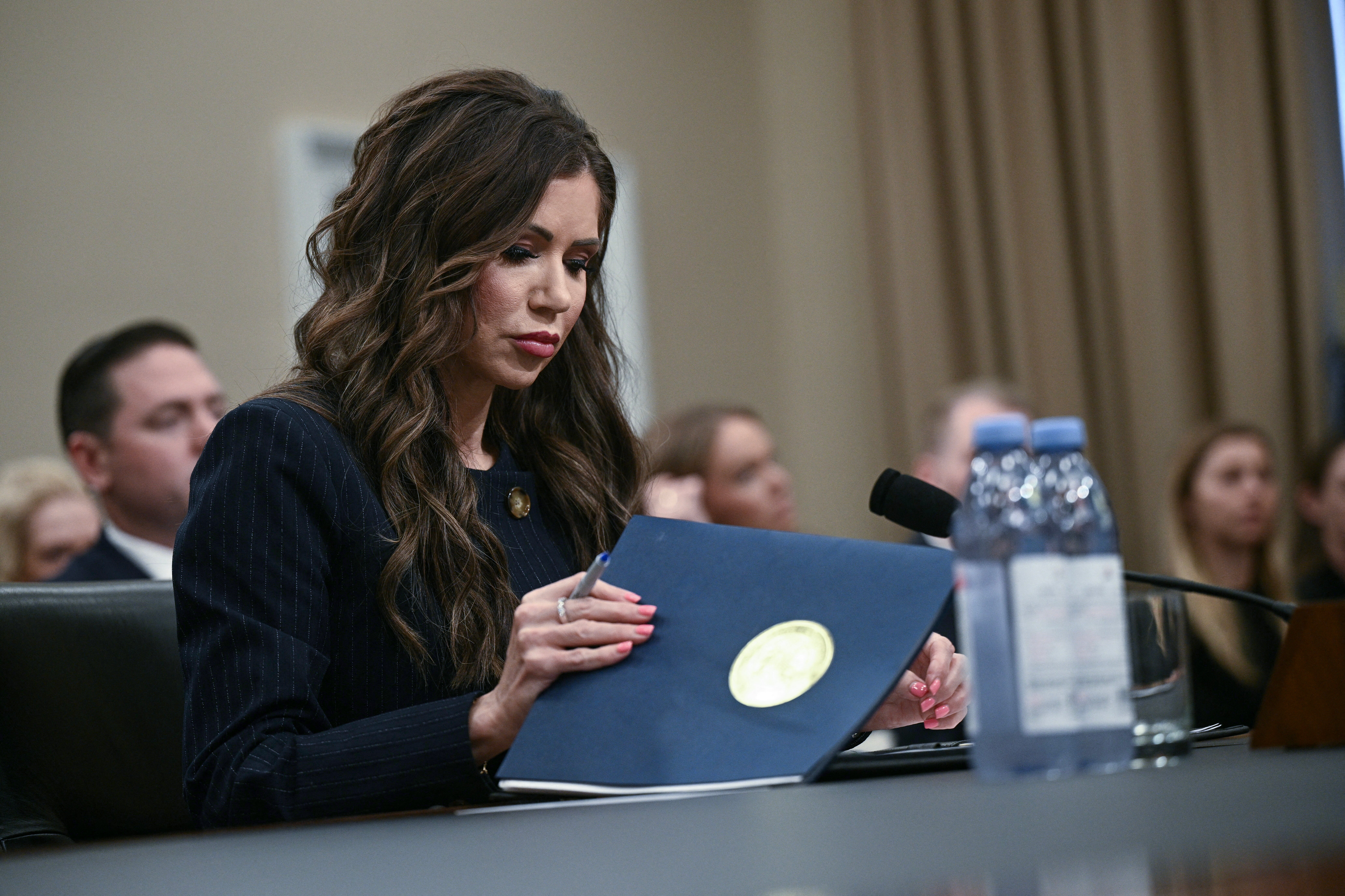 US Secretary of Homeland Security Kristi Noem testifies before a Subcommittee on Homeland Security hearing