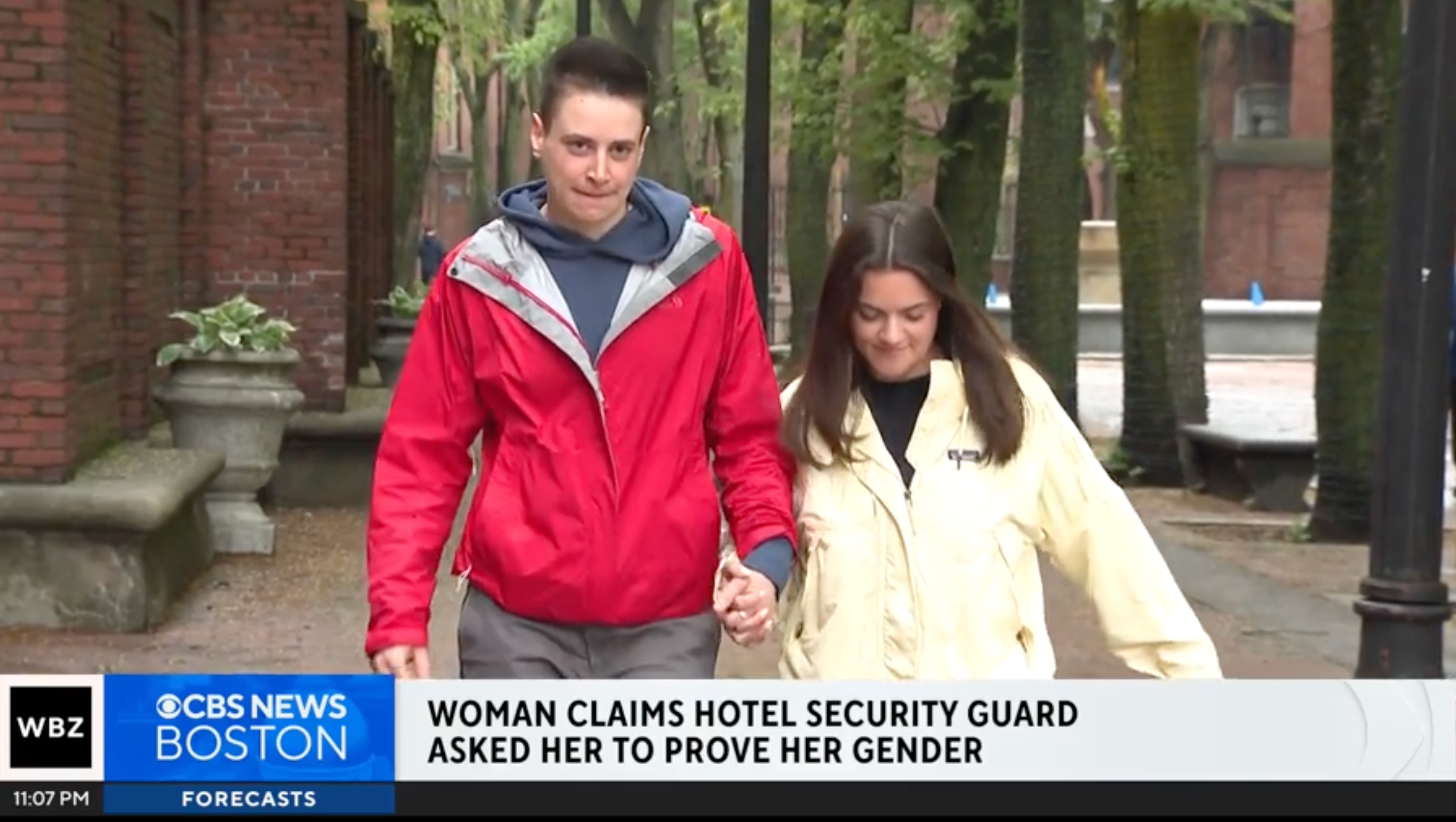 Ansley Baker (left) and Liz Victor were asked to leave the Liberty Hotel in Boston over the weekend over the bathroom incident