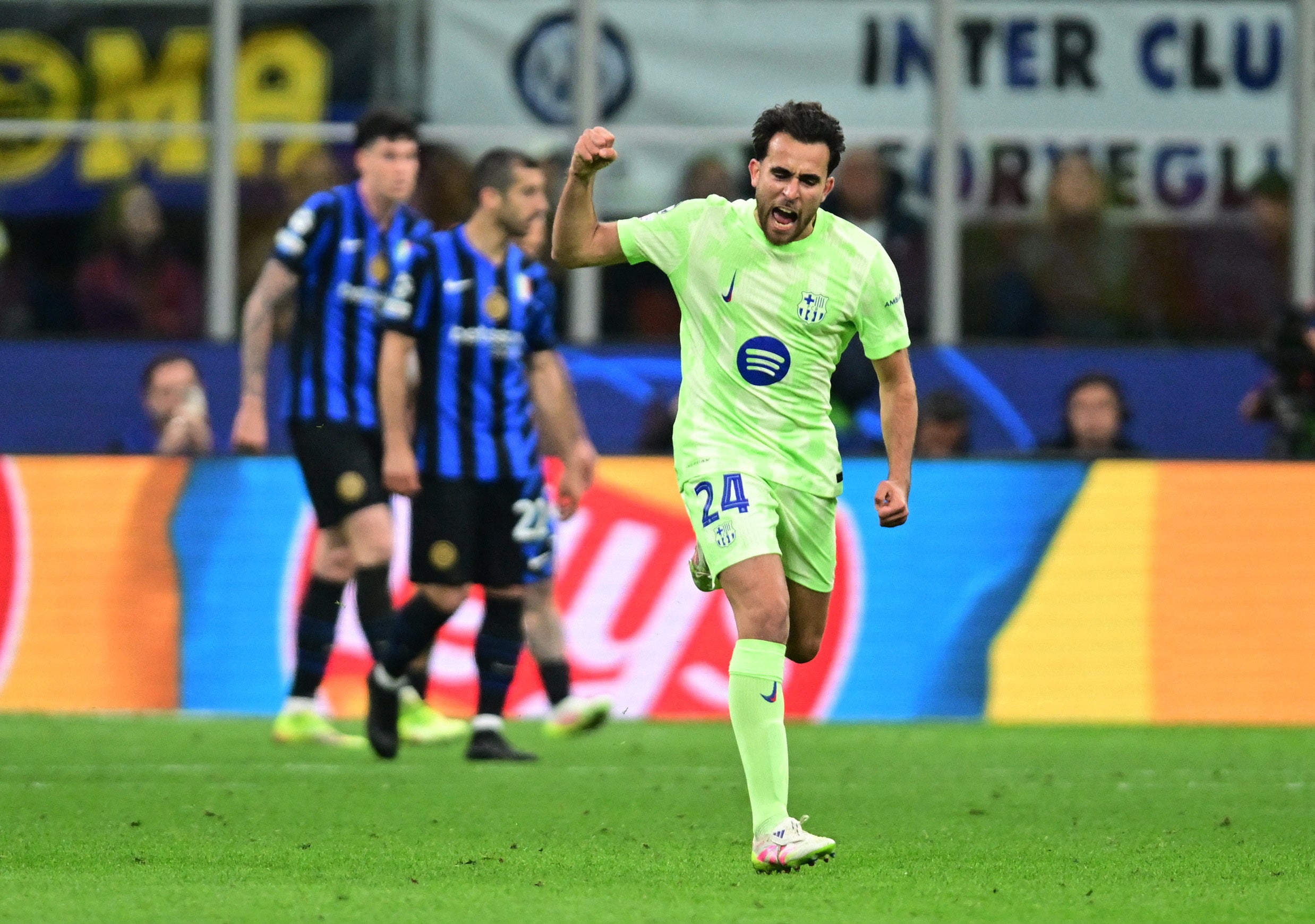 Eric Garcia celebrates after giving Barcelona hope