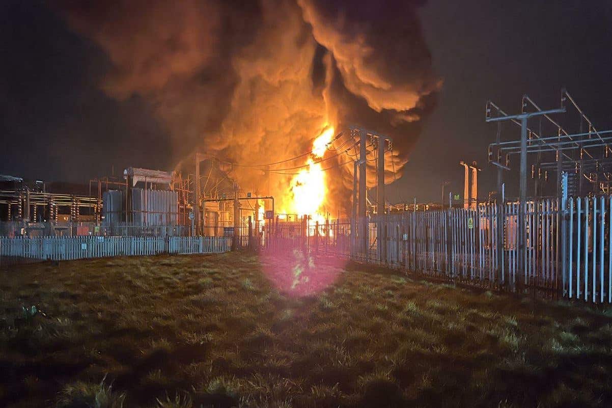 The fire at Hayes electrical substation (London Fire Brigade/PA)