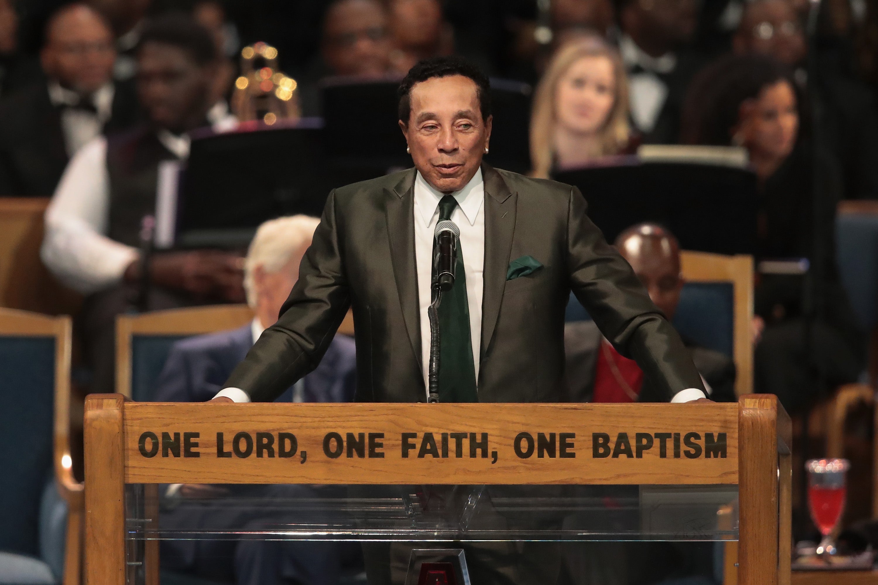 A lawyer acting for Robinson, seen here at Aretha Franklin's funeral in 2018, called the allegations “vile” and “false”