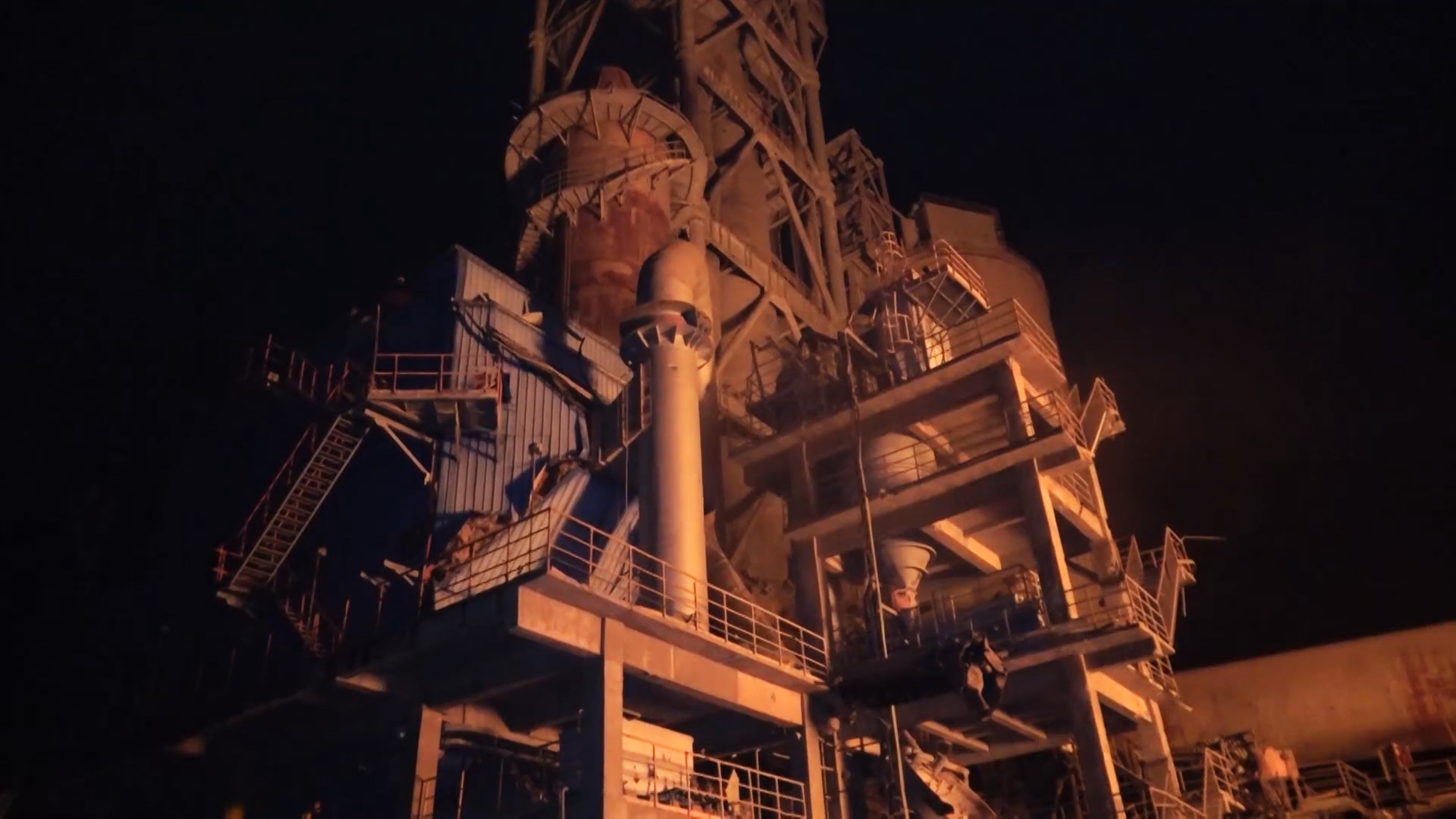 A handout screengrab taken from a video released by Al Masirah TV shows damages at a cement factory following Israeli airstrikes in the port province of Hodeidah, Yemen, on 5 May 2025