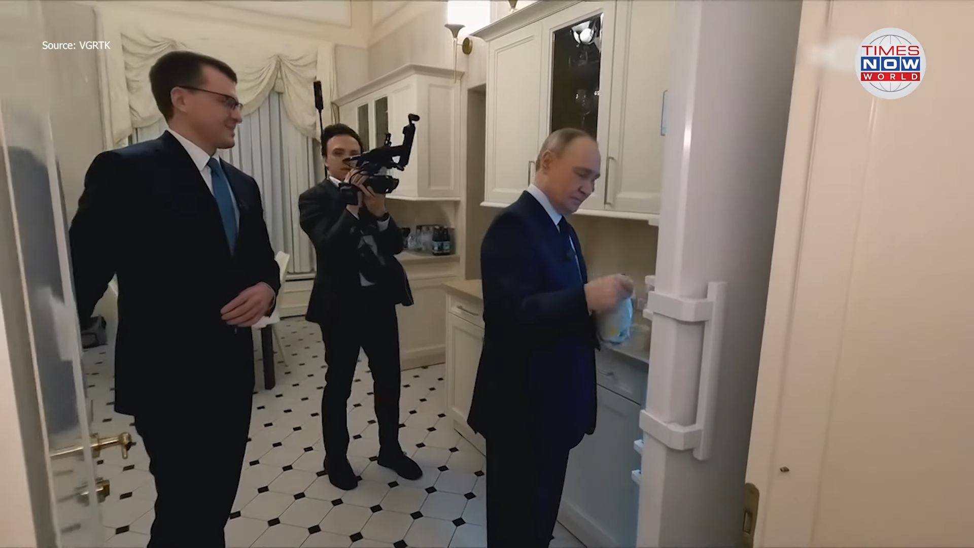 The small kitchen in the ornate apartment near the Kremlin
