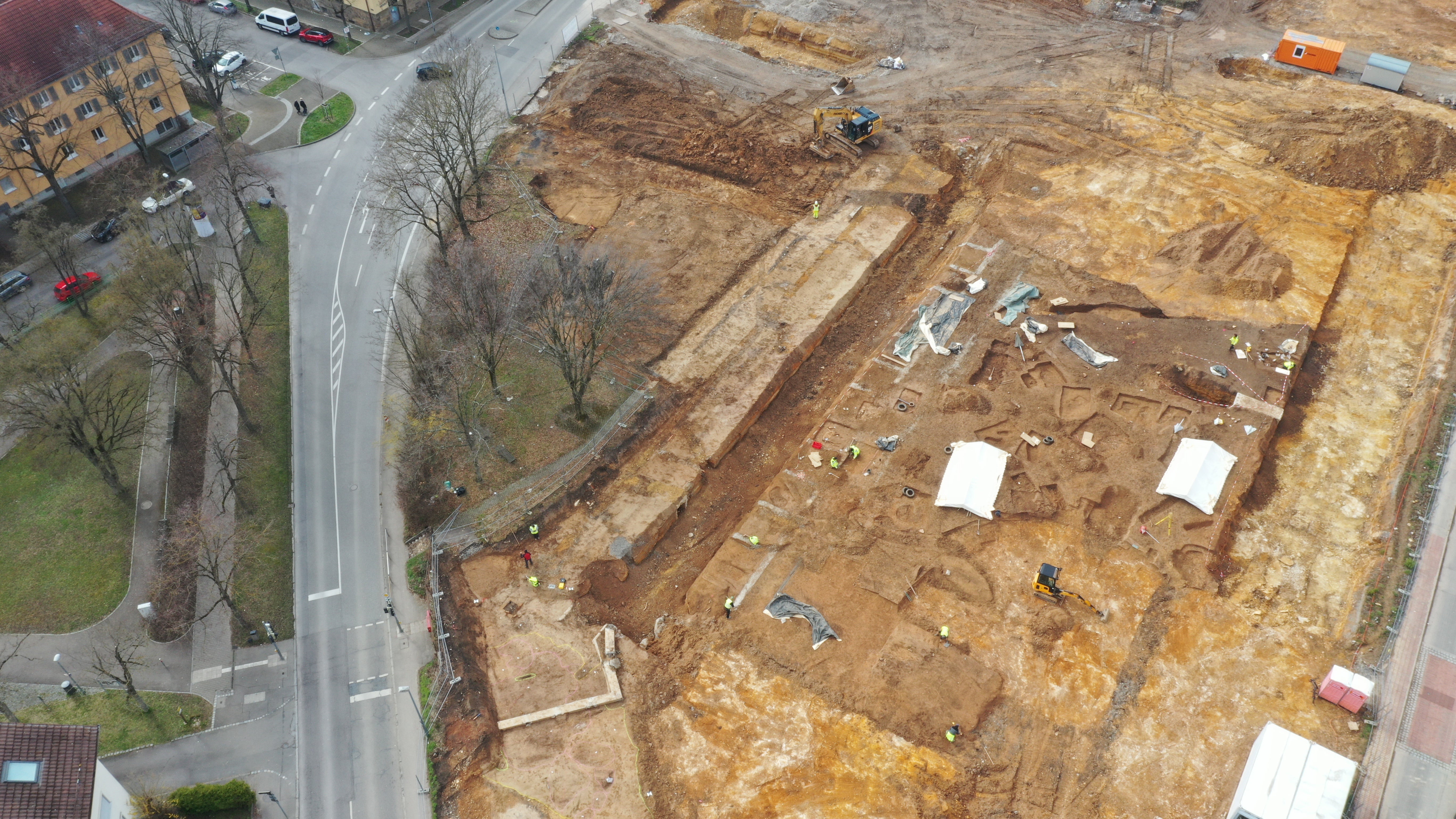 Aerial view of Roman-era horse cemetery unearthed in Stuttgart