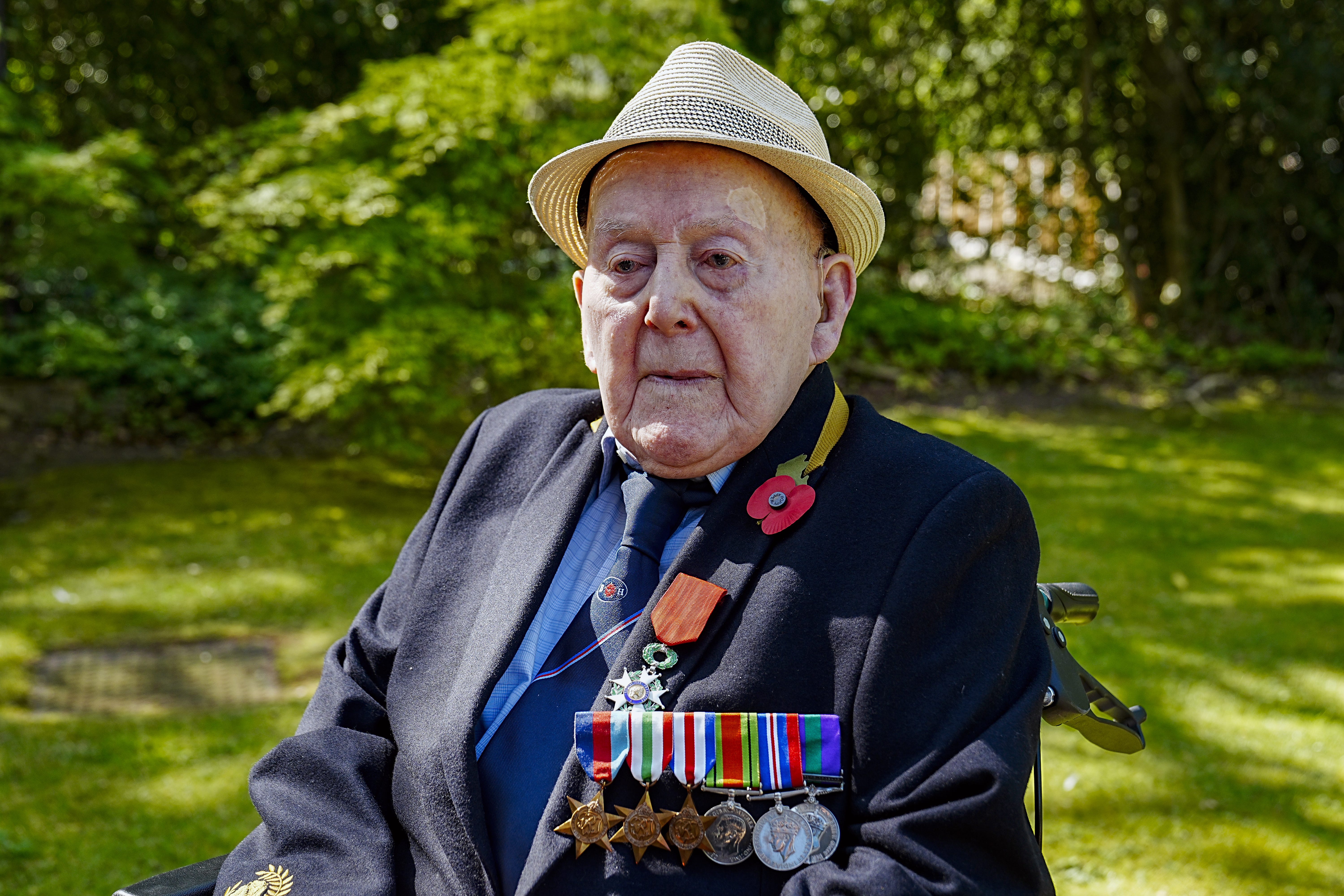 101-year-old Peter Belcher, a veteran of the D-Day landings and the Battle of the Bulge, at Broughton House Veteran Care Village in Salford (Peter Byrne/PA)