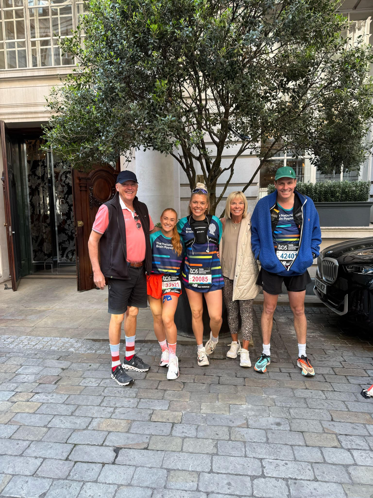 The team before the marathon, (L to R) Andrew, Ruth, Jess, Susie and Ben