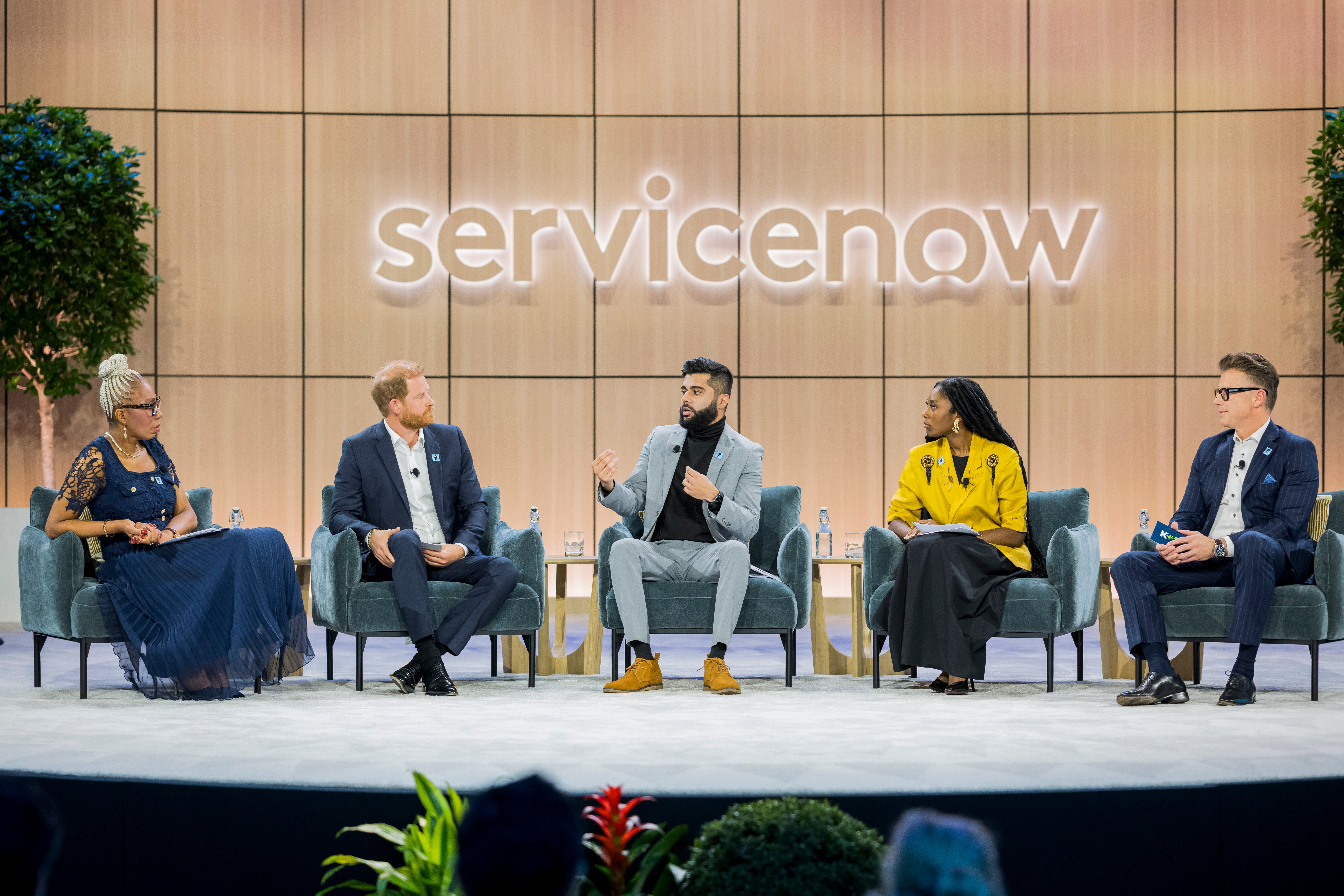 Harry pictured during the panel discussion at a Diana Award event