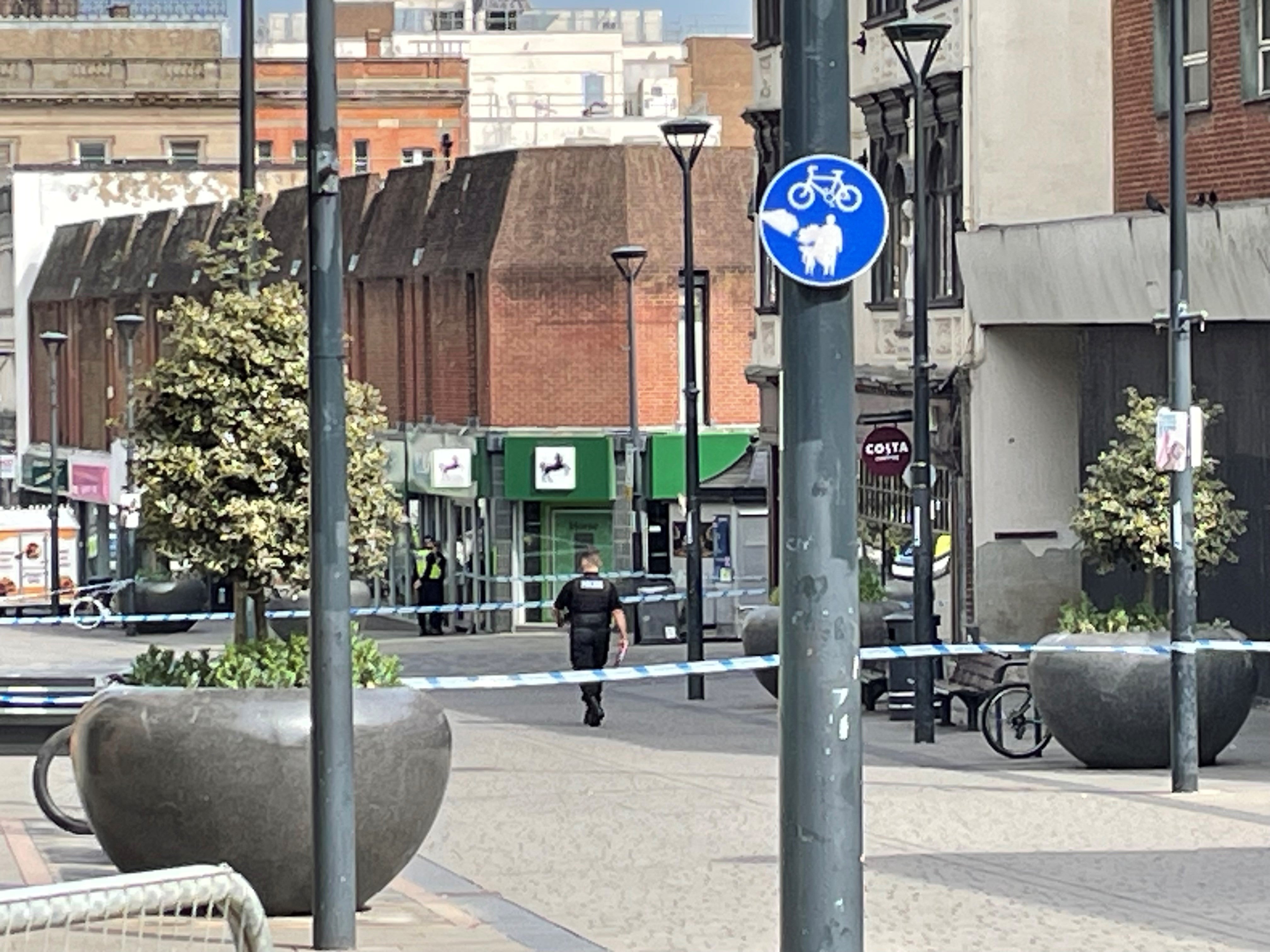 St Peter's Street in Derby was cordoned off as part of a murder inquiry