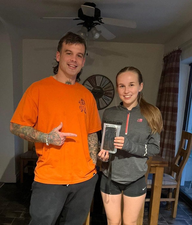 Mike with the owner of the first phone