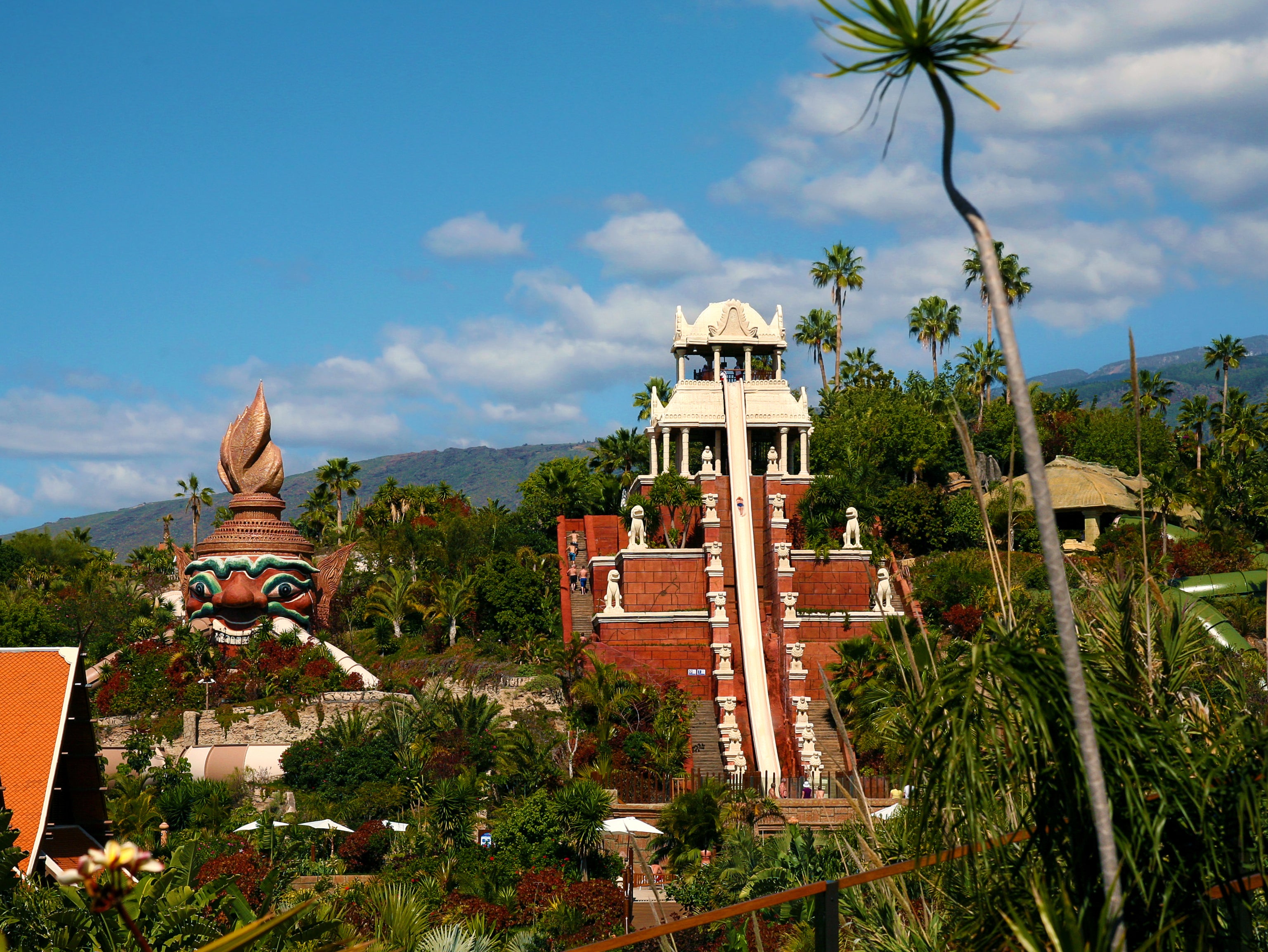 The thrilling 28-meter-high slide, “Tower of Power” reaches speeds of 80 km/h and takes you through a giant aquarium where you can see rays and predatory fish