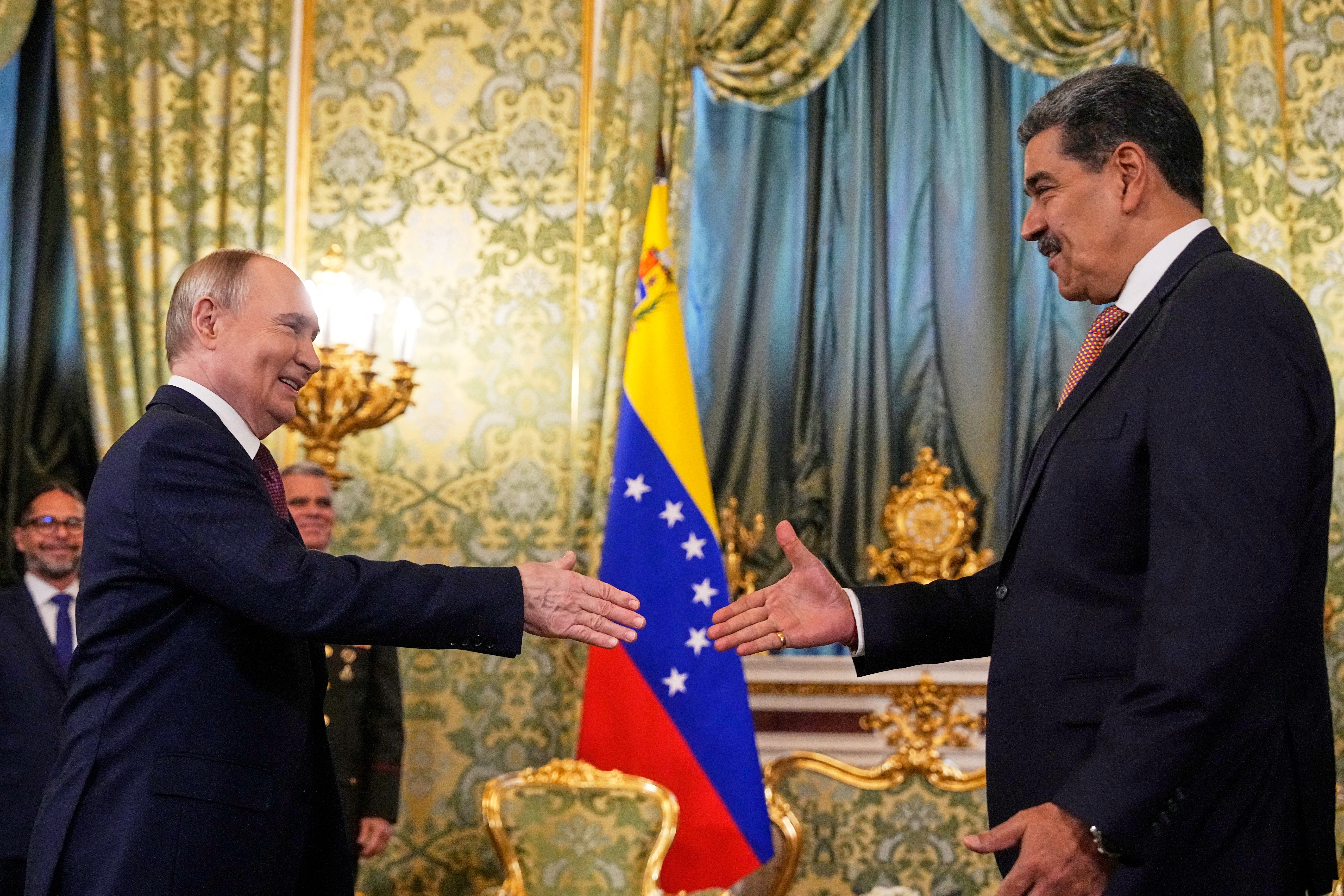 Vladimir Putin and Venezuelan president Nicolas Maduro meet in Moscow on Wednesday