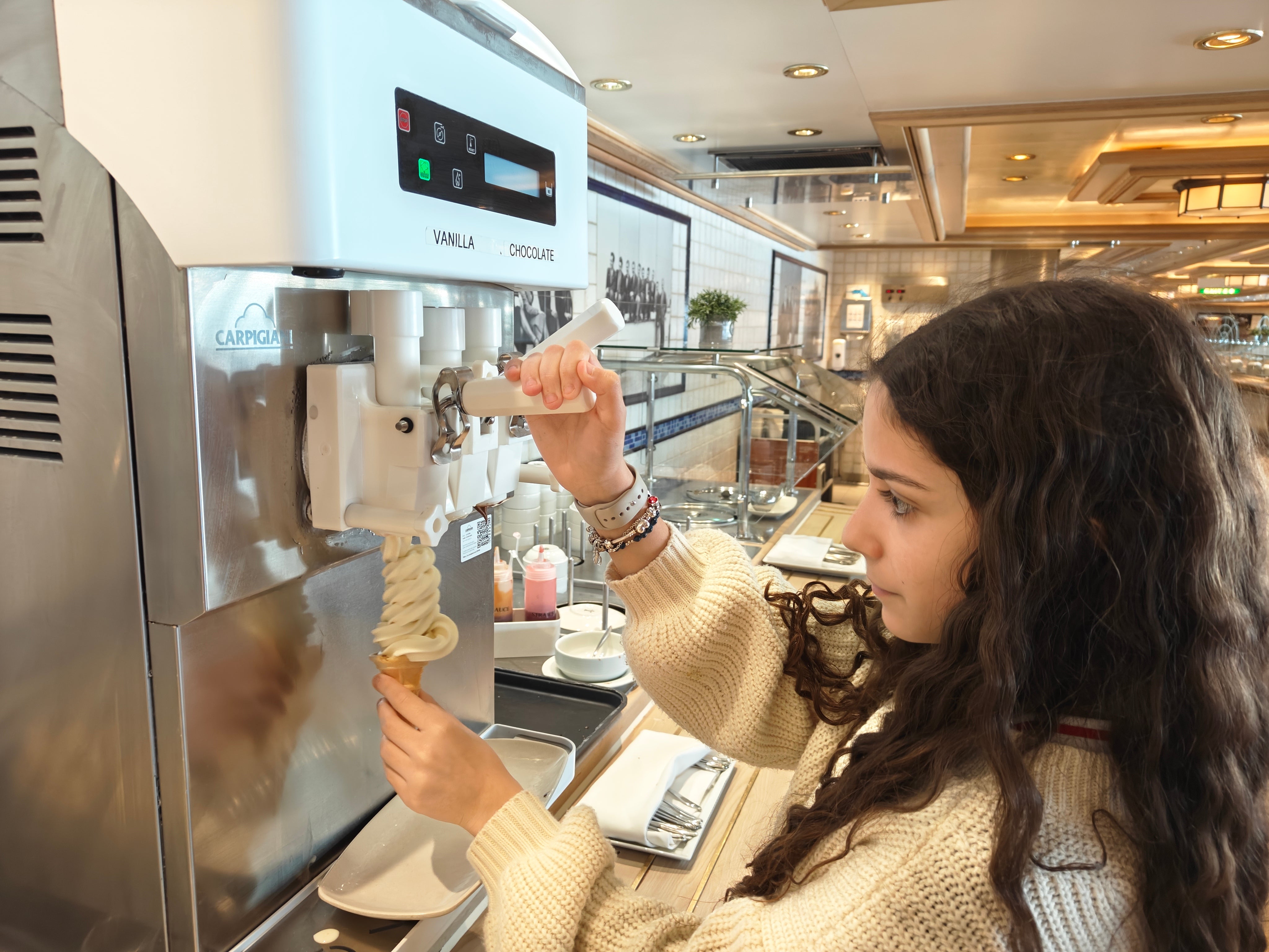 Kids – and adults – can help themselves to free ice-cream aboard Queen Victoria