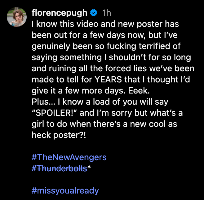 Florence Pugh has confirmed ‘Thunderbolts*’ title change
