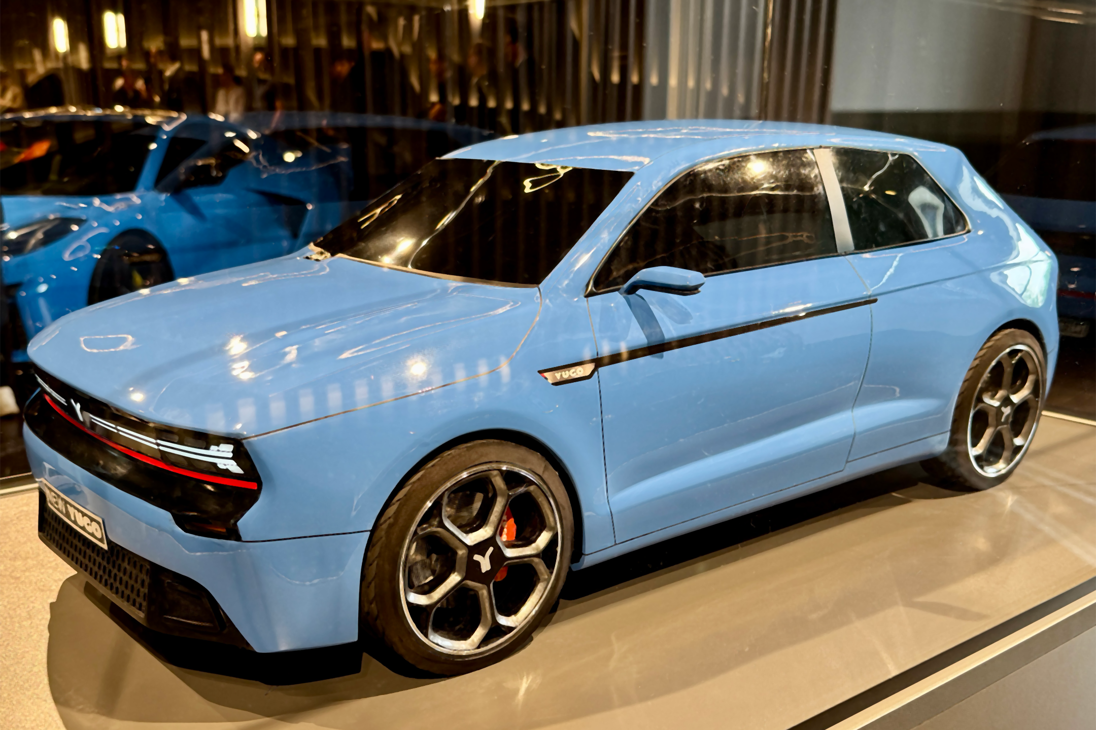 Bruce Willis and Samuel L. Jackson’s characters attempted a car chase in a clapped out Yugo GV before commandeering a Mercedes. Pictured: a 1:5 scale model of the new Yugo Siaj concept