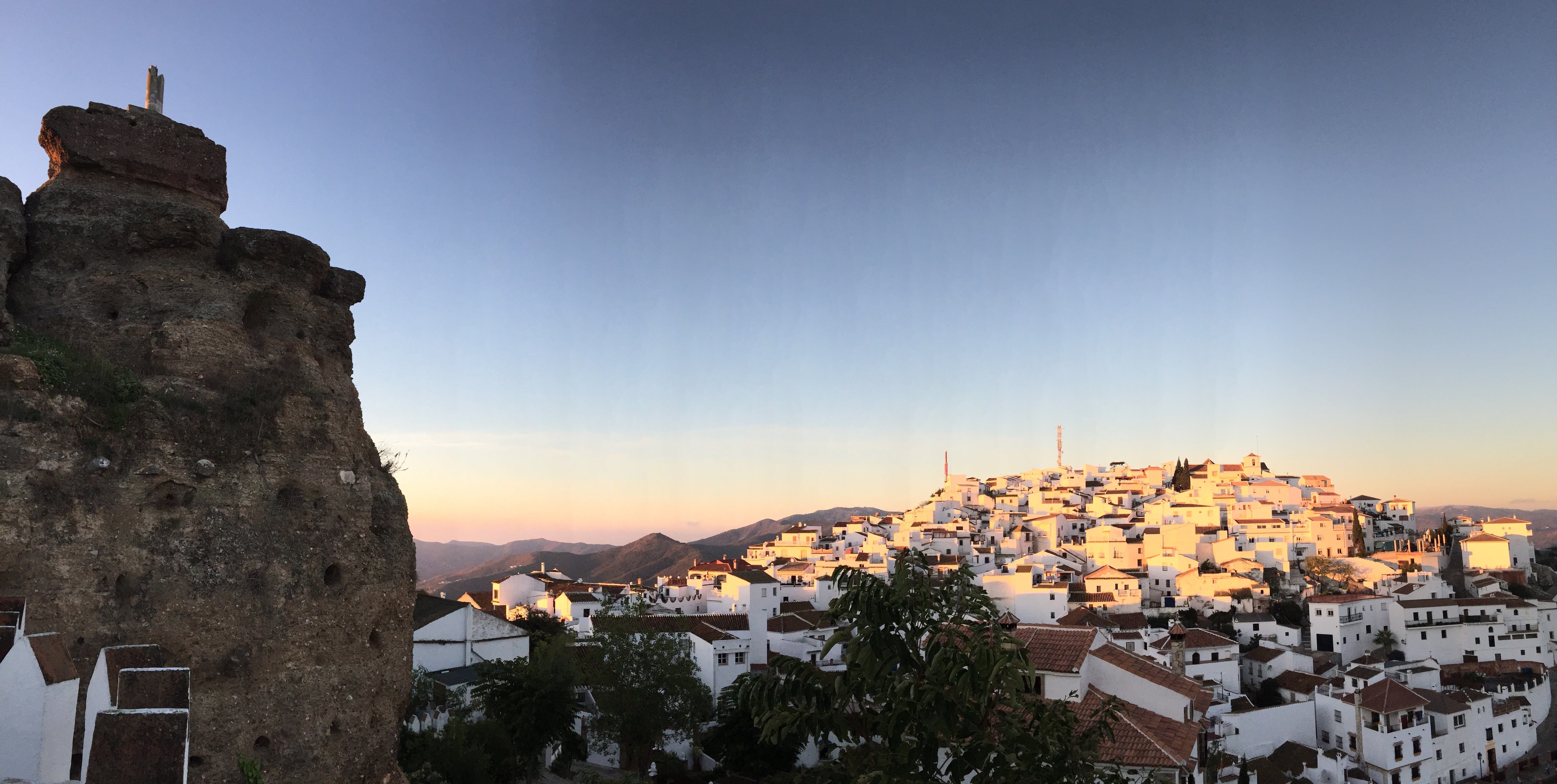The white town of Comares in Andalusia, Spain