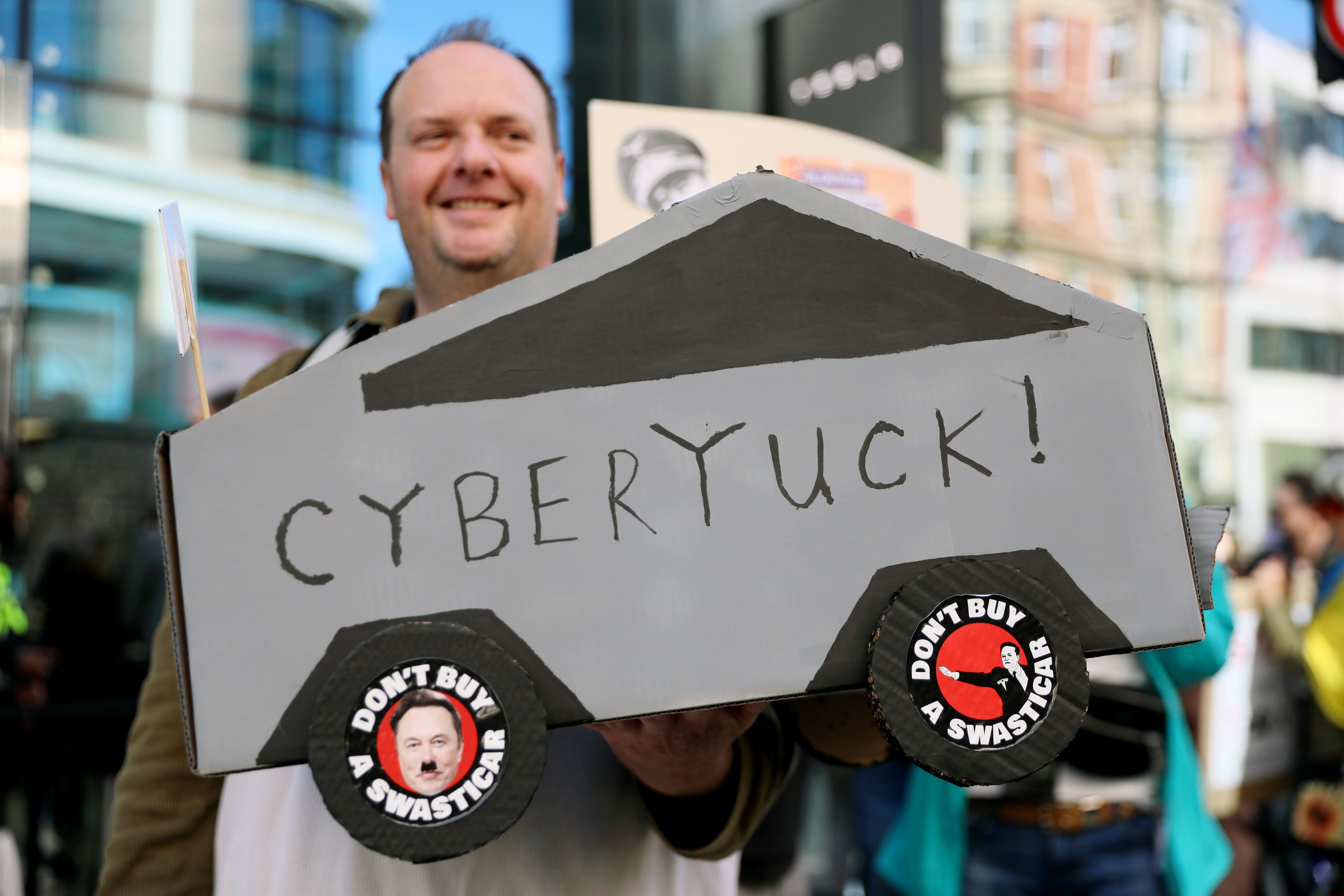 Anti-Musk protesters have used the Cybertruck to express disdain for the Tesla CEO who took a role in the Trump administration