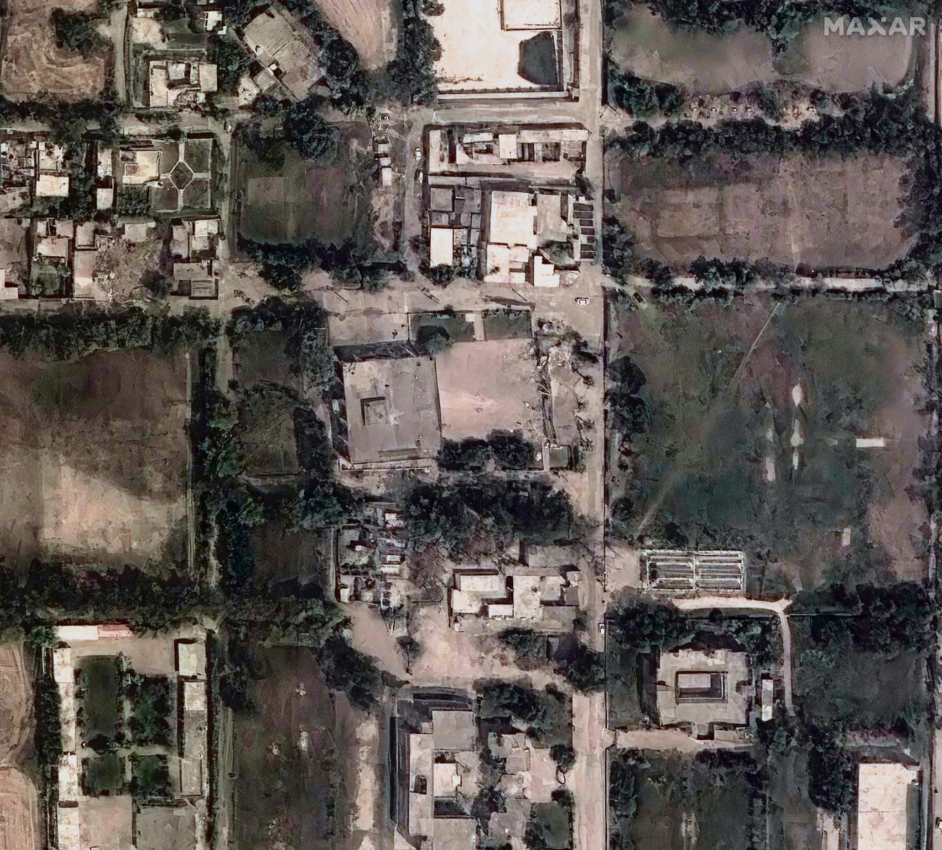 Satellite image provided by Maxar Technologies shows Muridke, Pakistan, after strikes by India