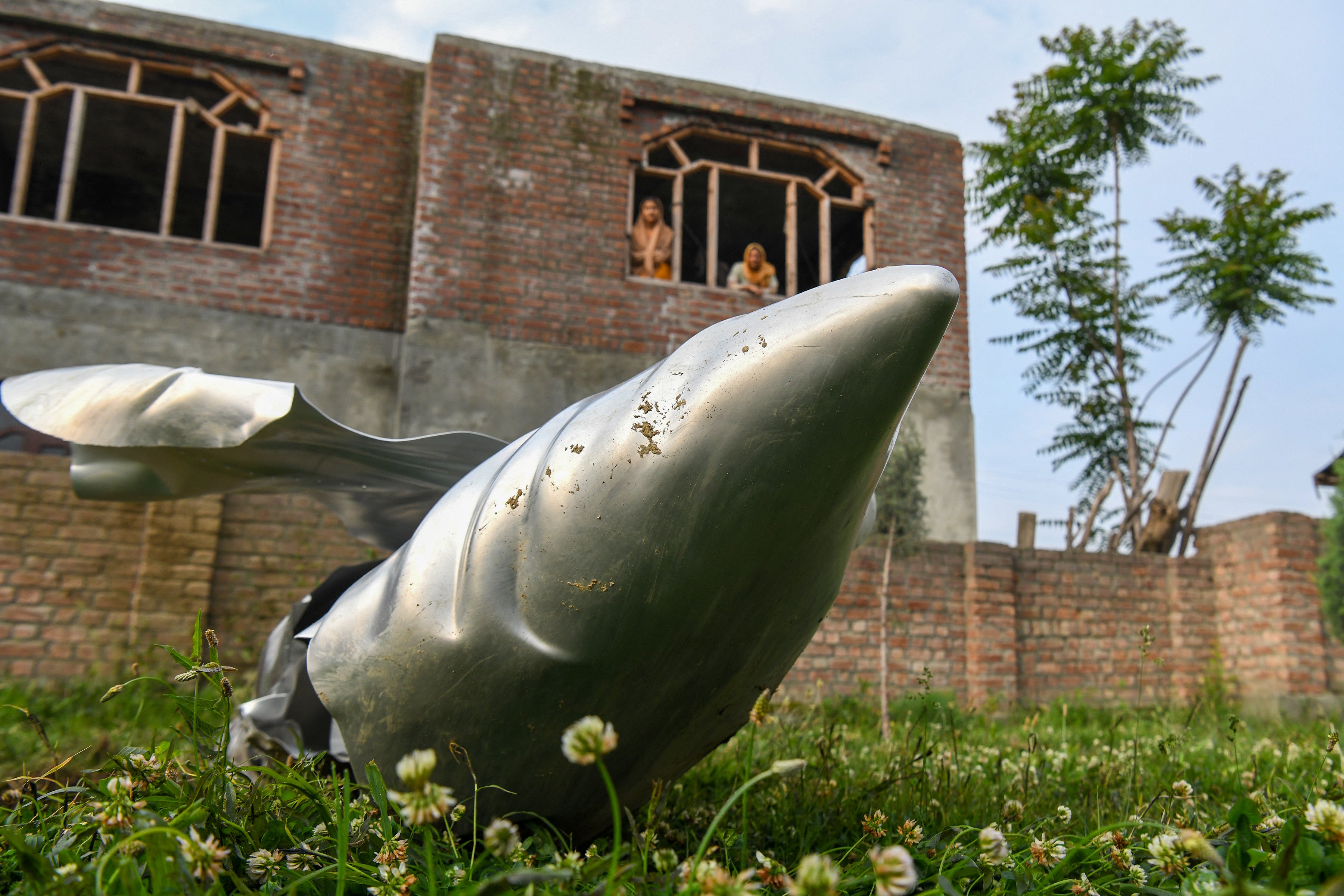<p>File. Wreckage of an Indian aircraft that was reportedly shot down by Pakistani forces over Kashmir in May</p>