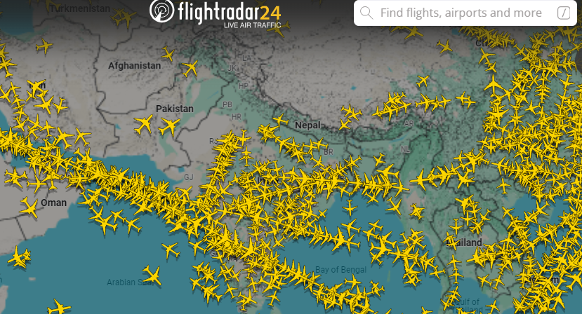 Flight Radar shows airspace over Pakistan nearly empty amid flight diversions