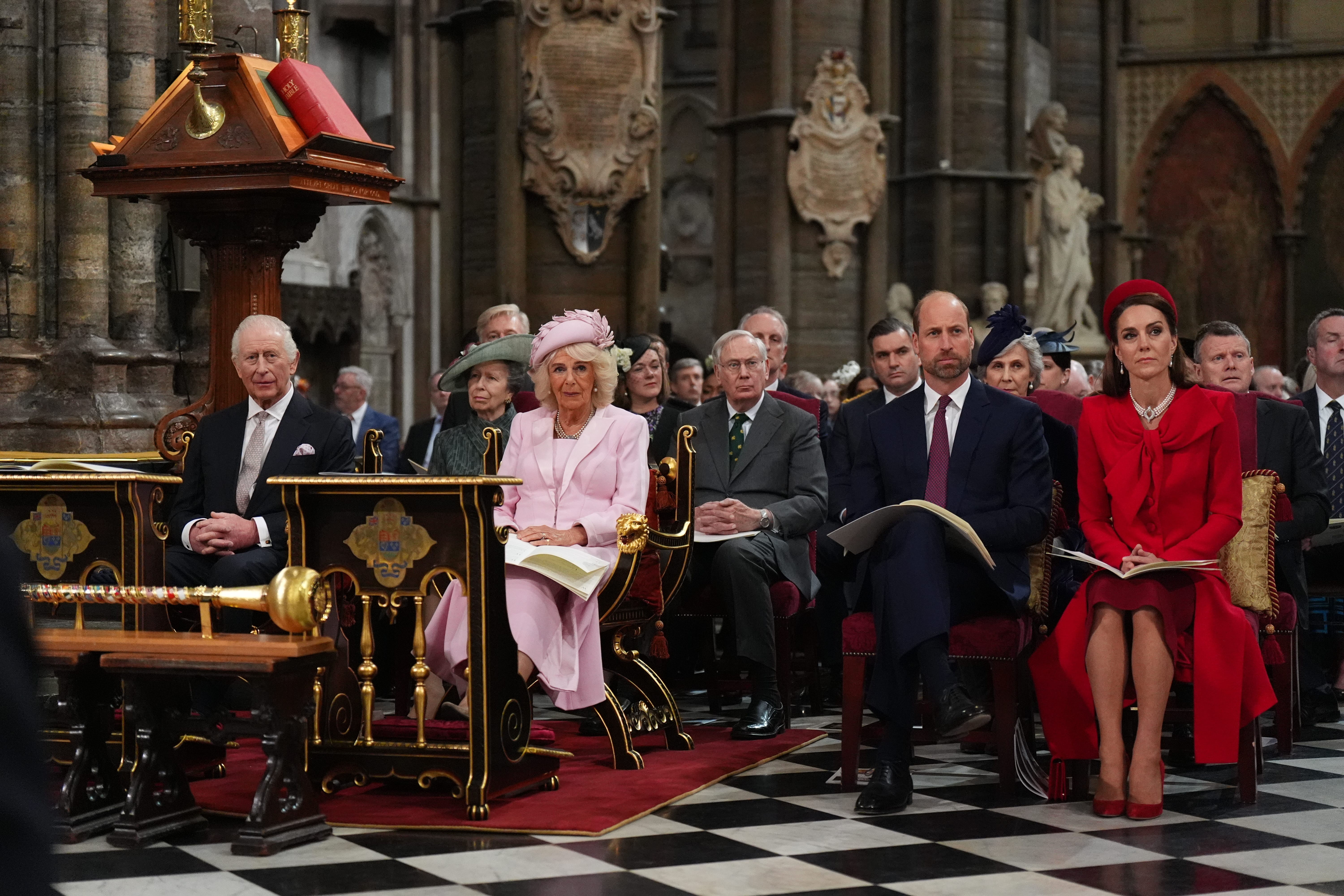 The King and Queen and the Prince and Princess of Wales at Westminster Abbey in London (Aaron Chown/PA)