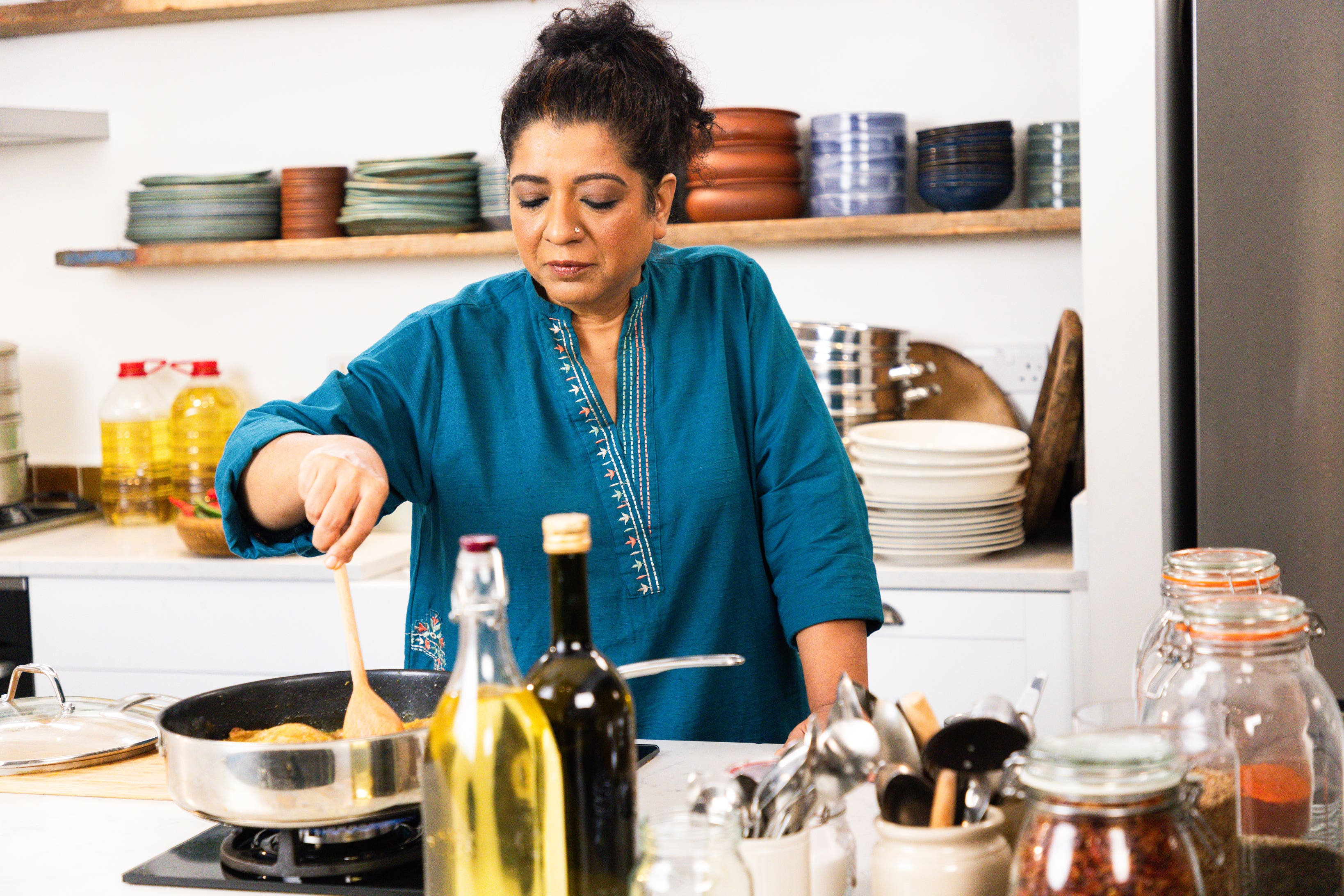 ‘Indian food is very forgiving,’ says Khan – and the key, she insists, is building flavour, not fuss