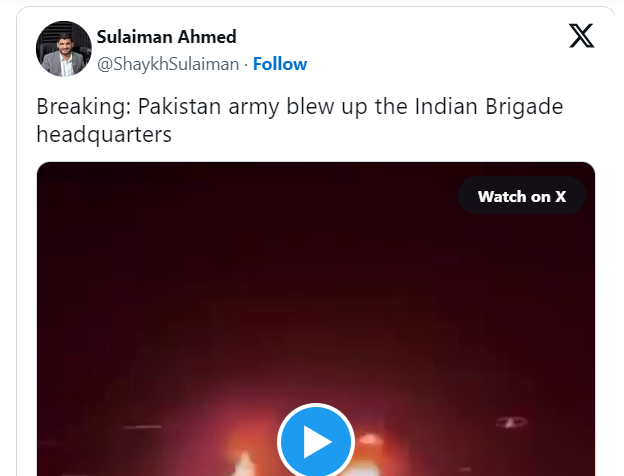 A post showing unrelated video widely circulated as Pakistan's retaliatory action against India
