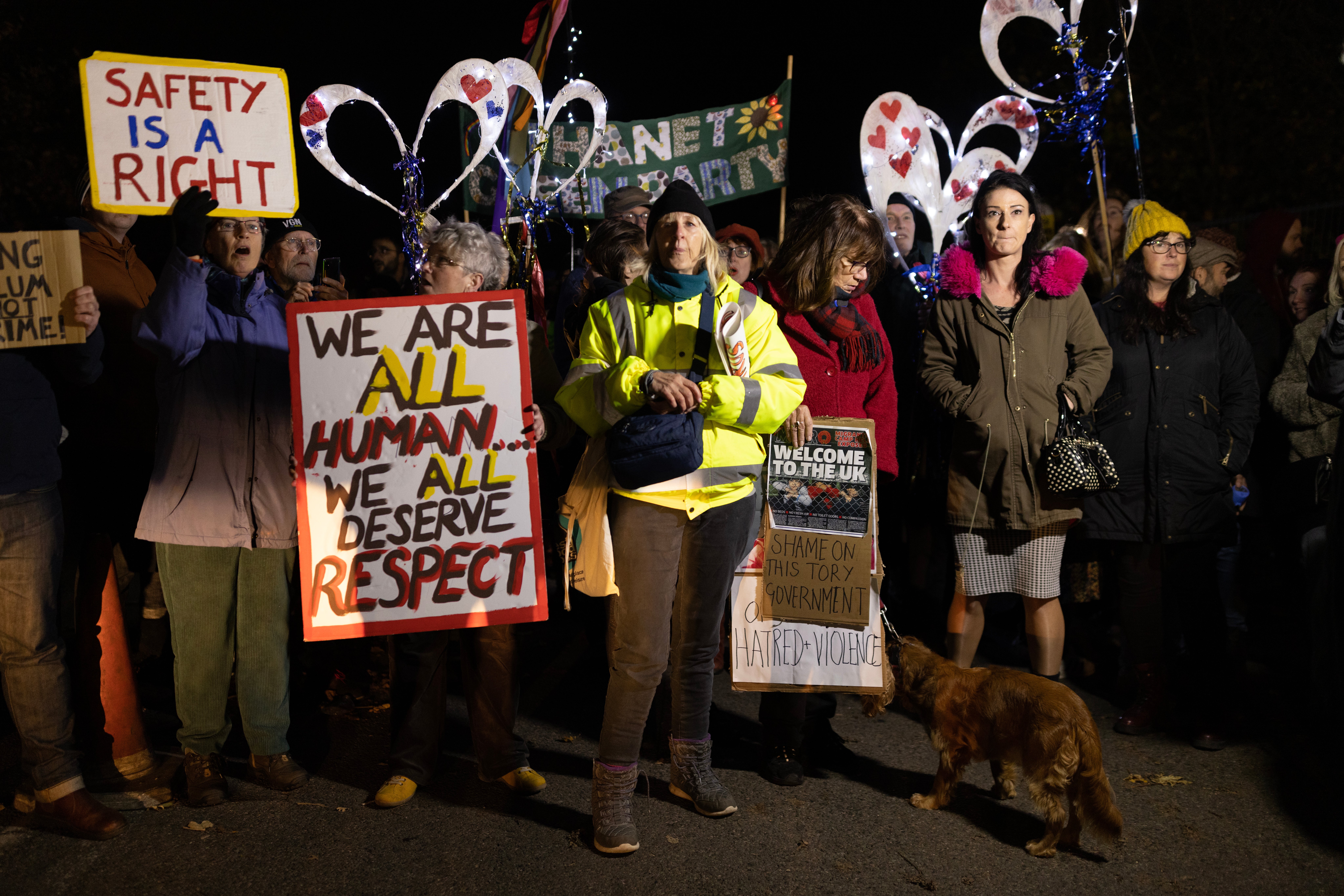 A small demonstration outside Manston in early November 2022