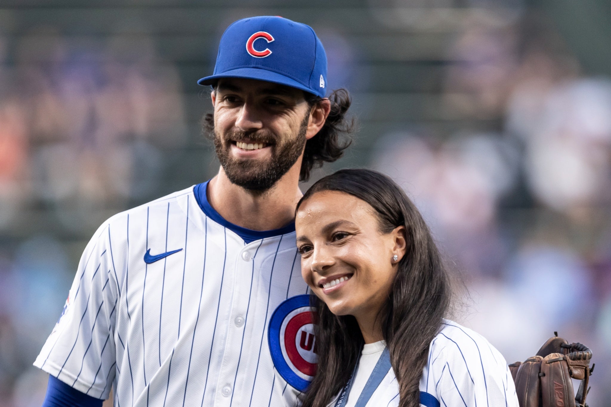 Mallory Swanson of the Chicago Red Stars and Dansby Swanson of the Chicago Cubs met in 2017