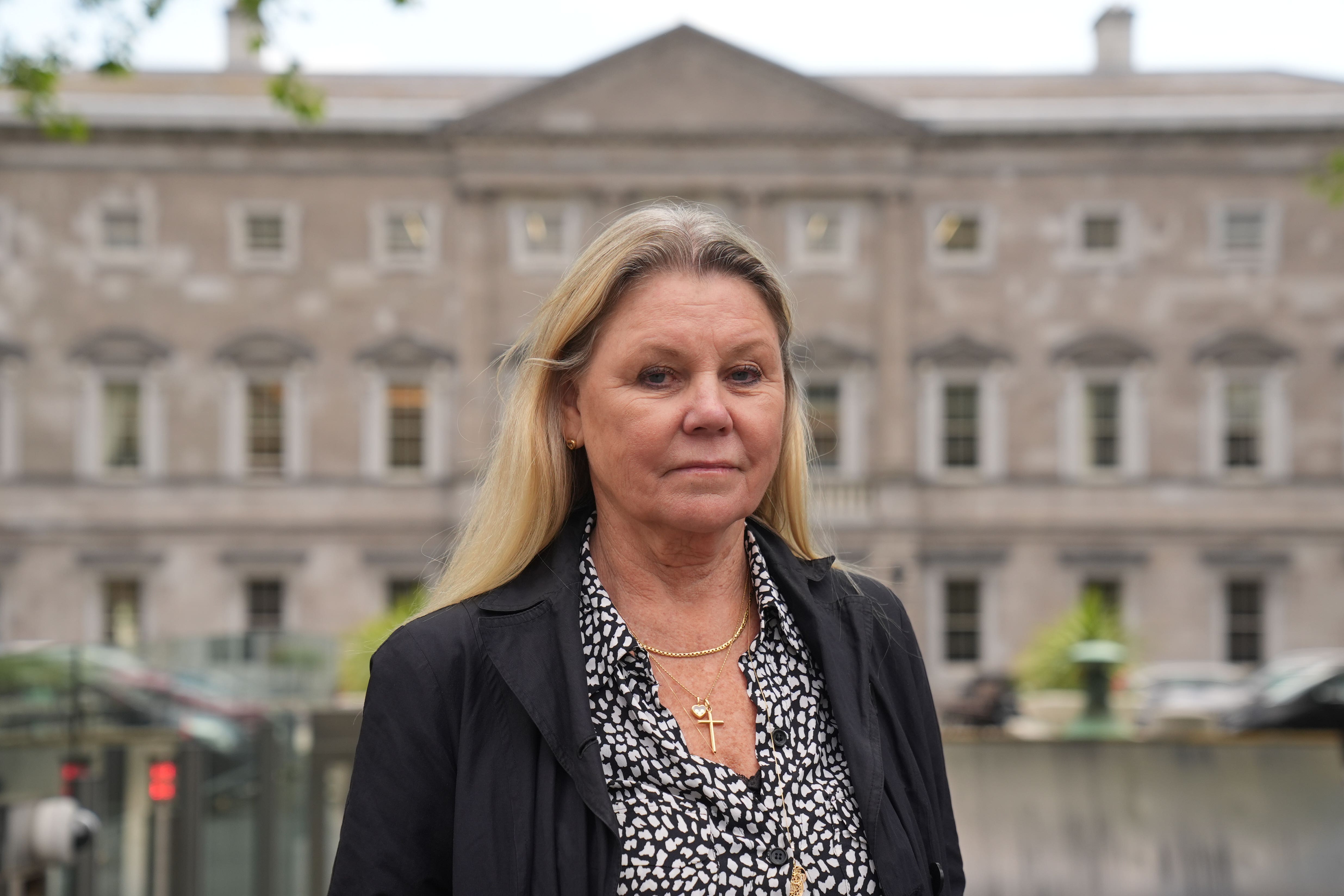 Heather Cornelius, the wife of Ryan Cornelius, arrives ahead of a meeting with politicians at Leinster House in Dublin, as part of a campaign to secure his release from prison in Dubai (Brian Lawless/PA)