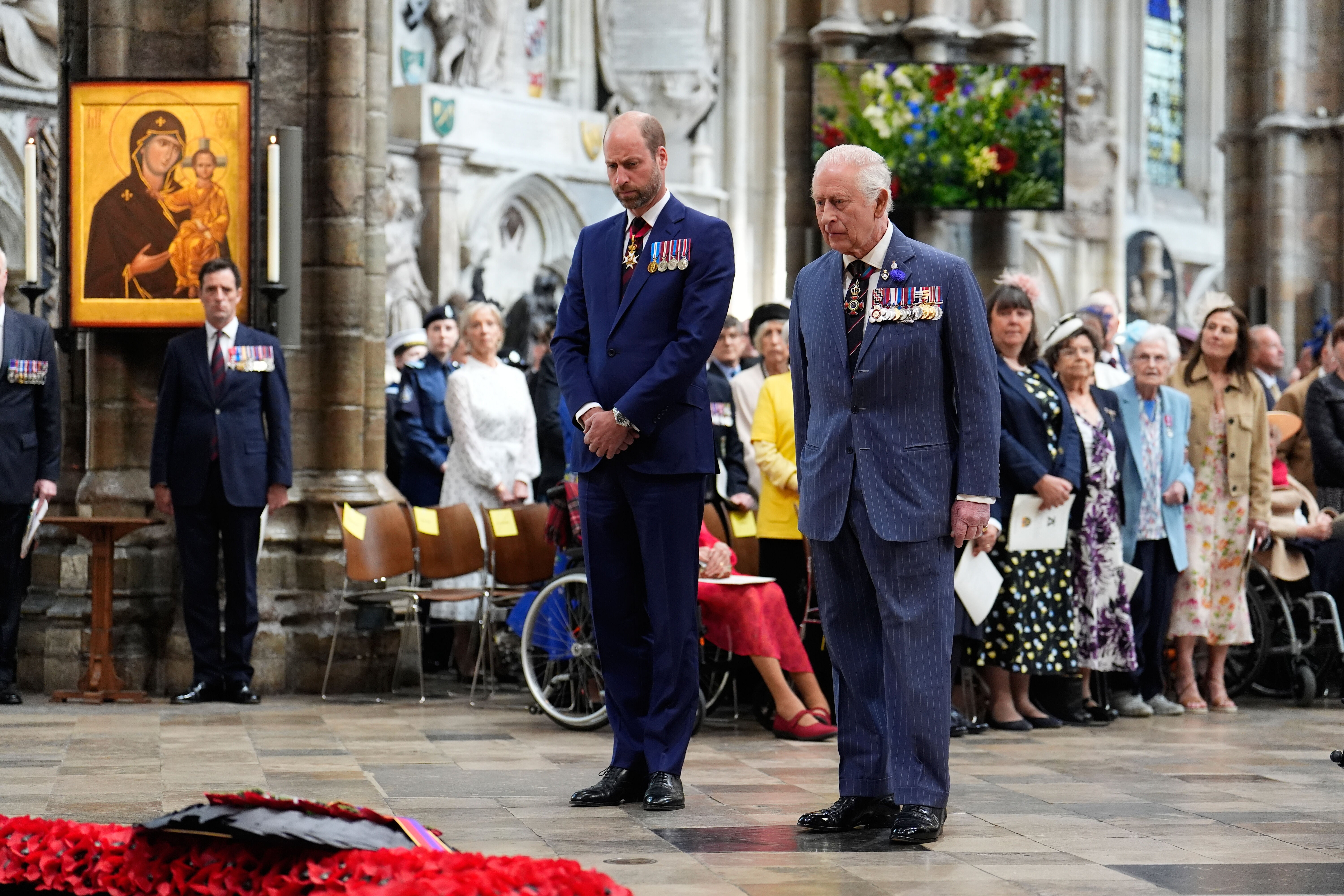 The King led the service as he left a floral tribute at the Grave of the Unknown Warrior on behalf of the nation and Commonwealth.