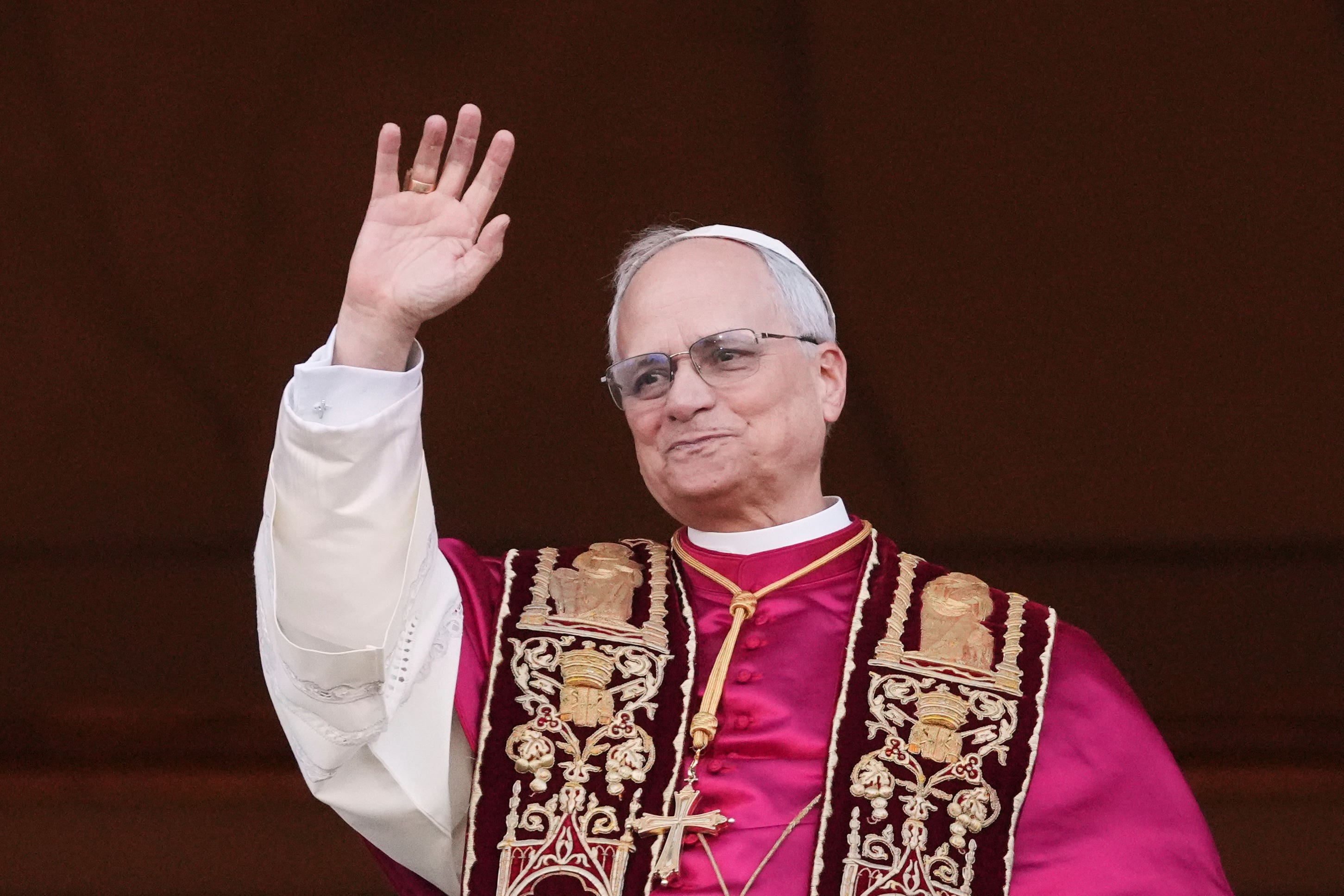 Pope Leo XIV appeared in front of crowds gathered in St Peter’s Square (Alessandra Tarantino/AP)