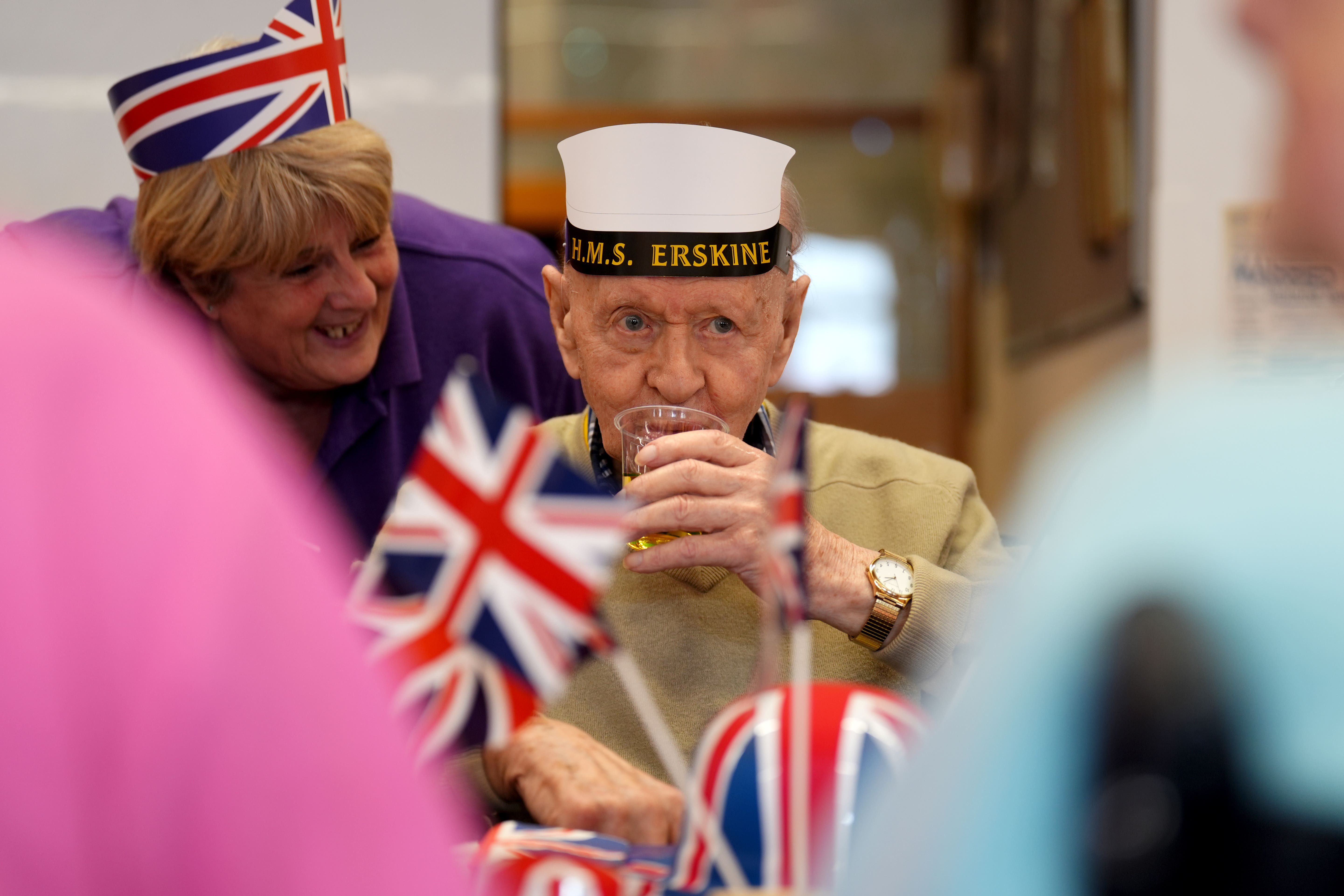Veterans at a tea party at Erskine Veterans Home in Bishopton, Renfrewshire to celebrate the 80th anniversary of VE Day (Andrew Milligan/PA)