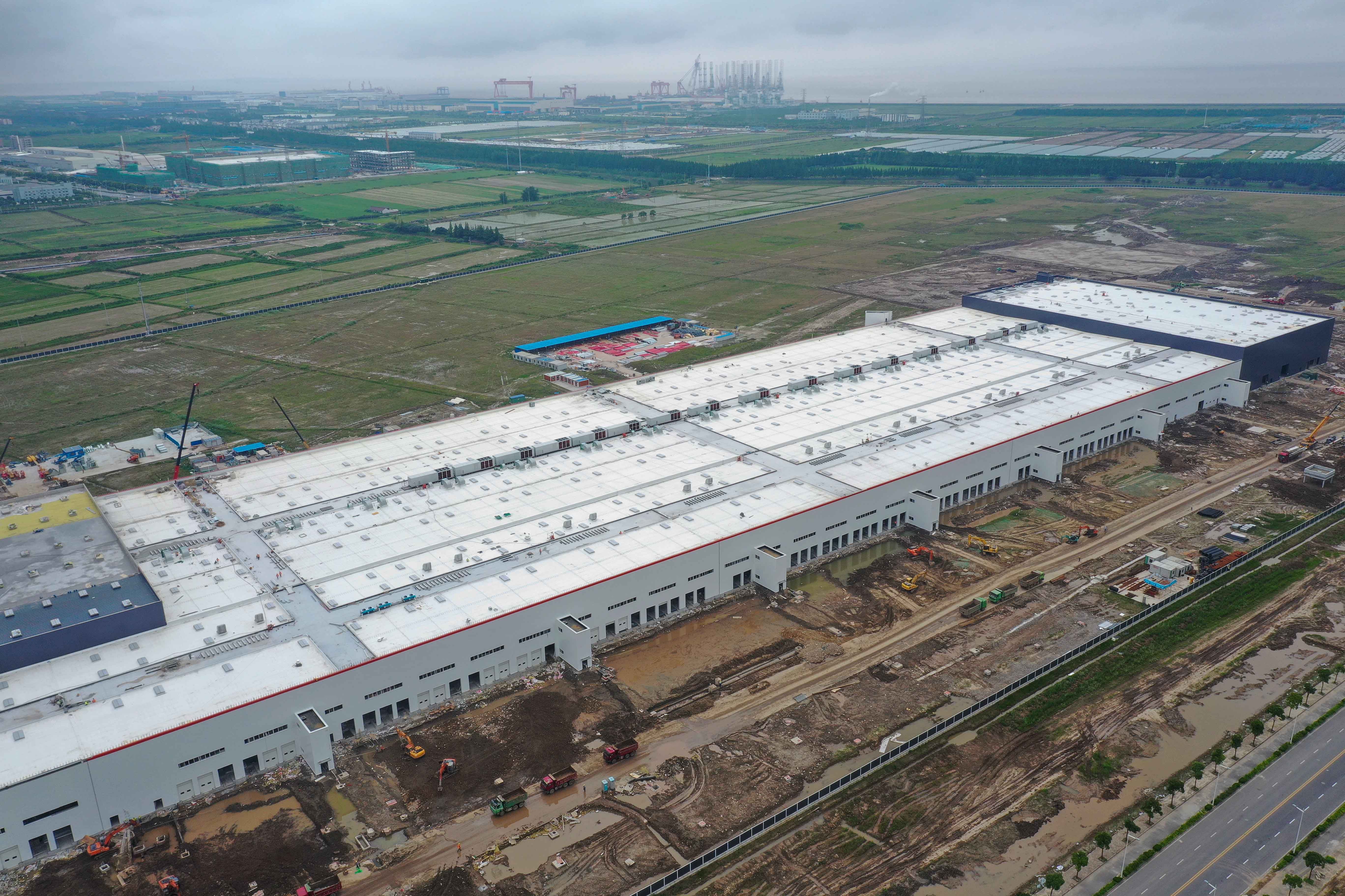 Tesla's Shanghai factory under construction in July 2016