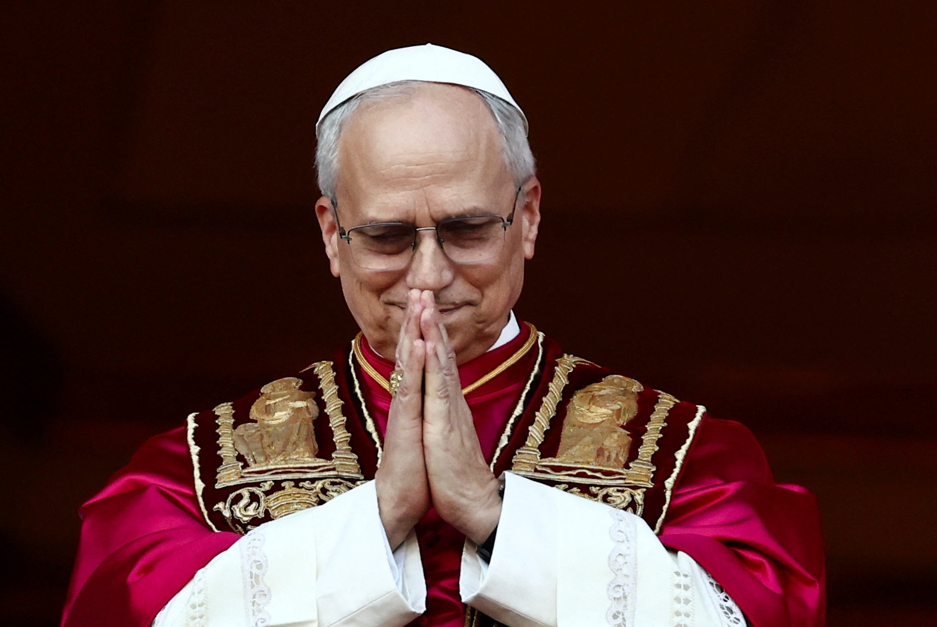 Newly elected Pope Leo XIV, Cardinal Robert Prevost of the United States appears on the balcony of St. Peter's Basilica, at the Vatican, May 8, 2025