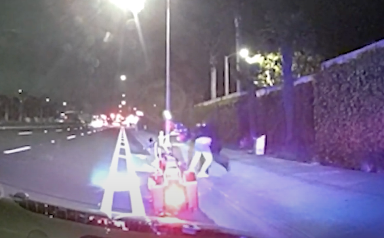 An altercation broke out between the two men after Stirling appeared to lurch towards the officer