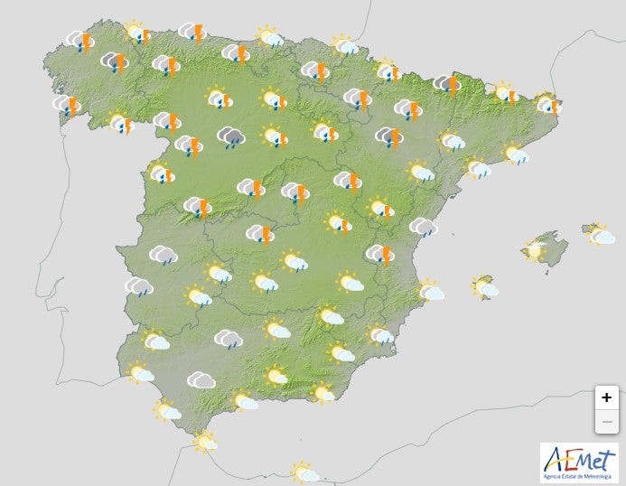 Thunderstorms, rain and hail is widely expected across Spain over the weekend