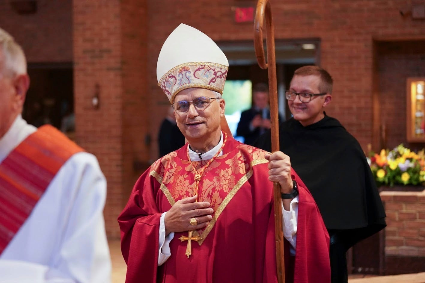 Cardinal Robert Prevost celebrates Mass at St. Jude Parish in New Lenox, Ill., in 2024. The new pope has previously criticized the Trump administration.