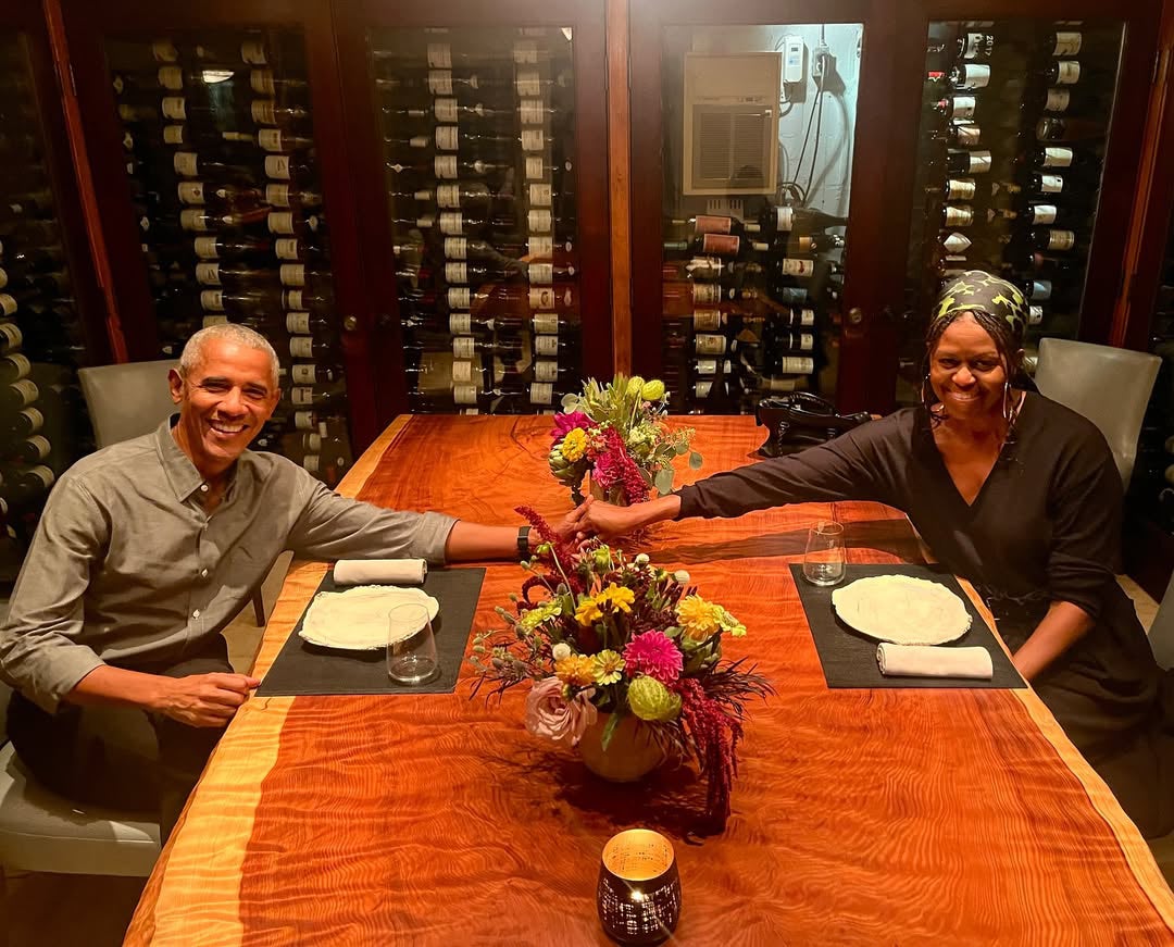 The happy couple: Barack and Michelle Obama