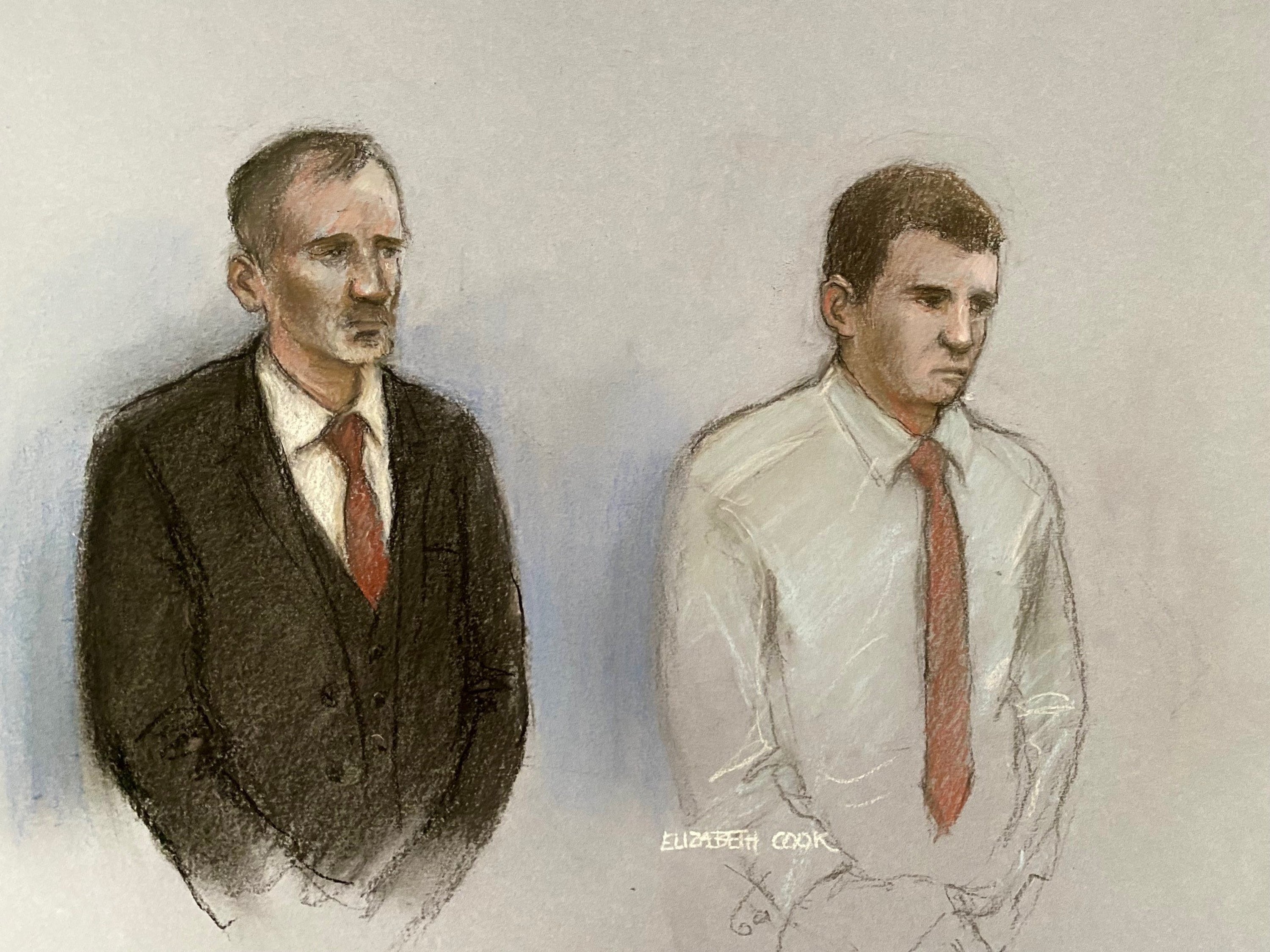 Graham and Carruthers in court, pictured in a sketch