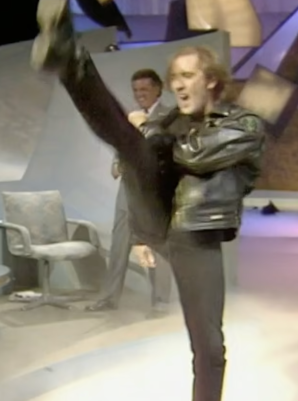 Nicolas Cage during his interview with Terry Wogan in 1990