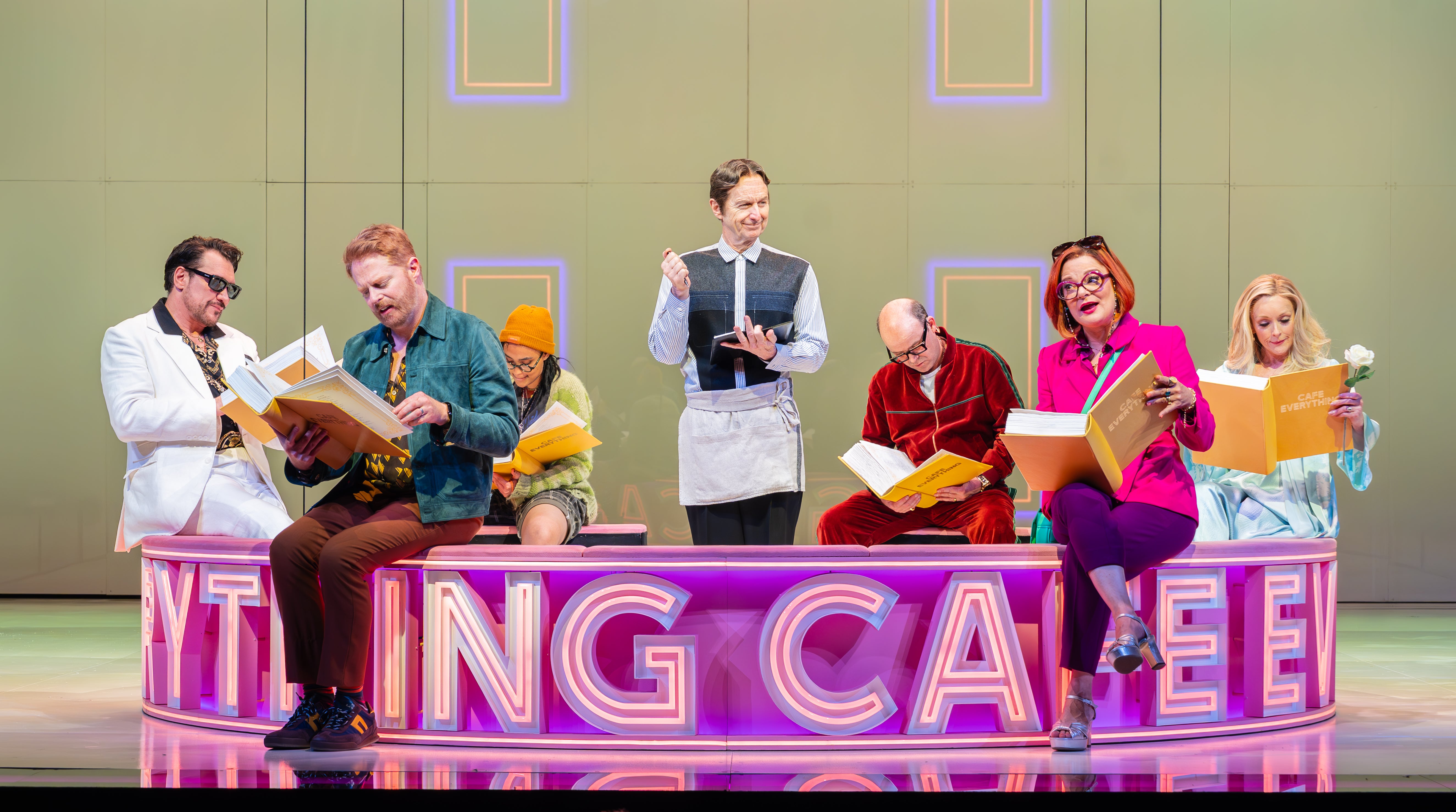 The cast of ‘Here We Are’ at the National Theatre