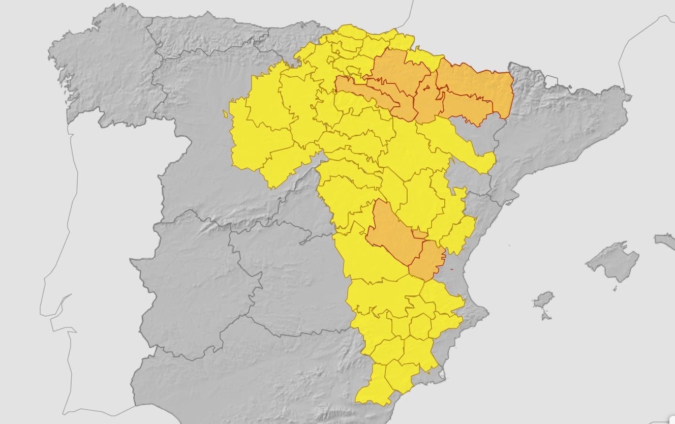 Storm warnings: Latest weather map for Saturday 10 May showing the worst predicted problems in orange