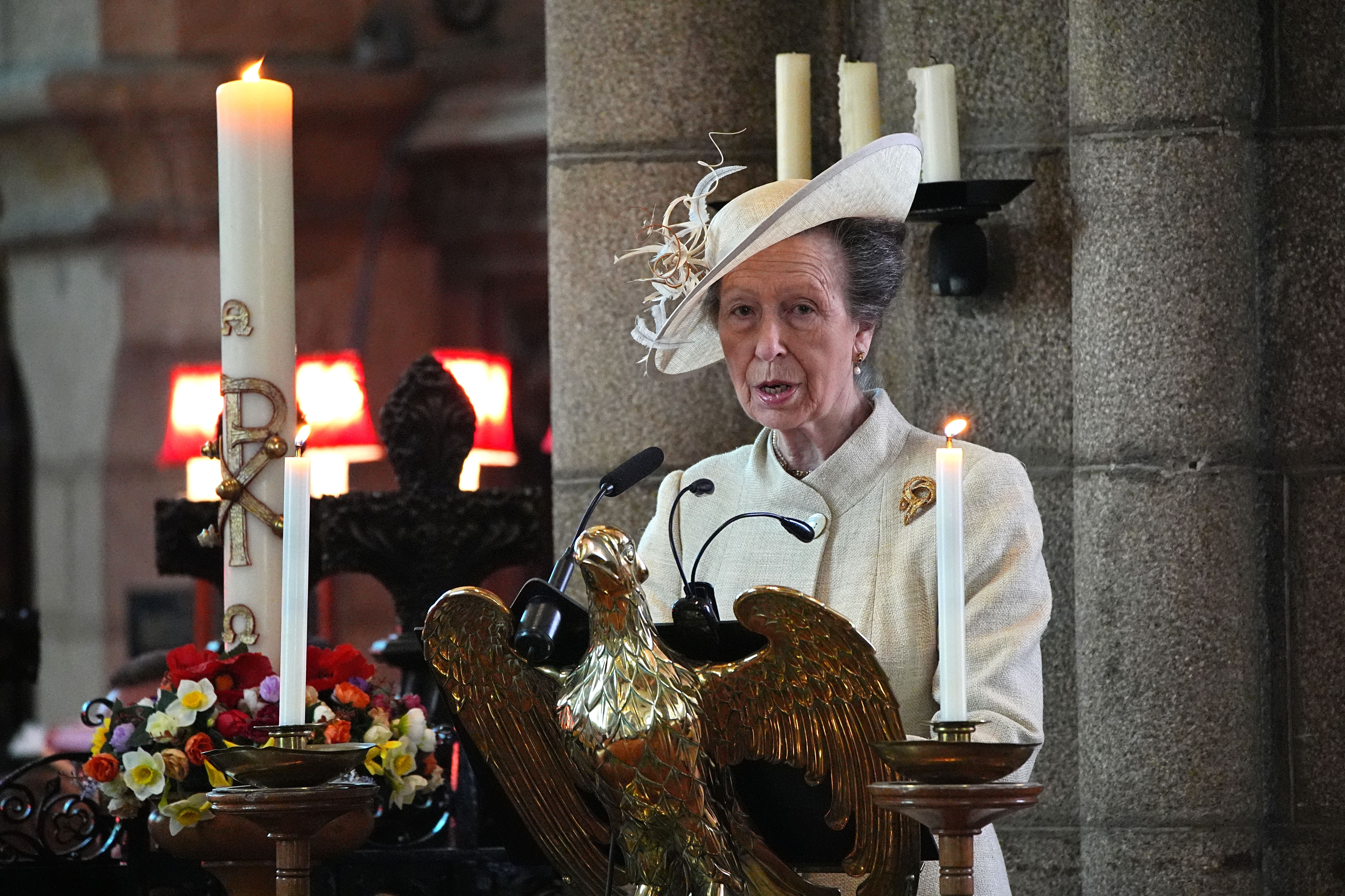 The Princess Royal gave a reading at Town Church during the visit to St Peter Port on Guernsey (Aaron Chown/PA)