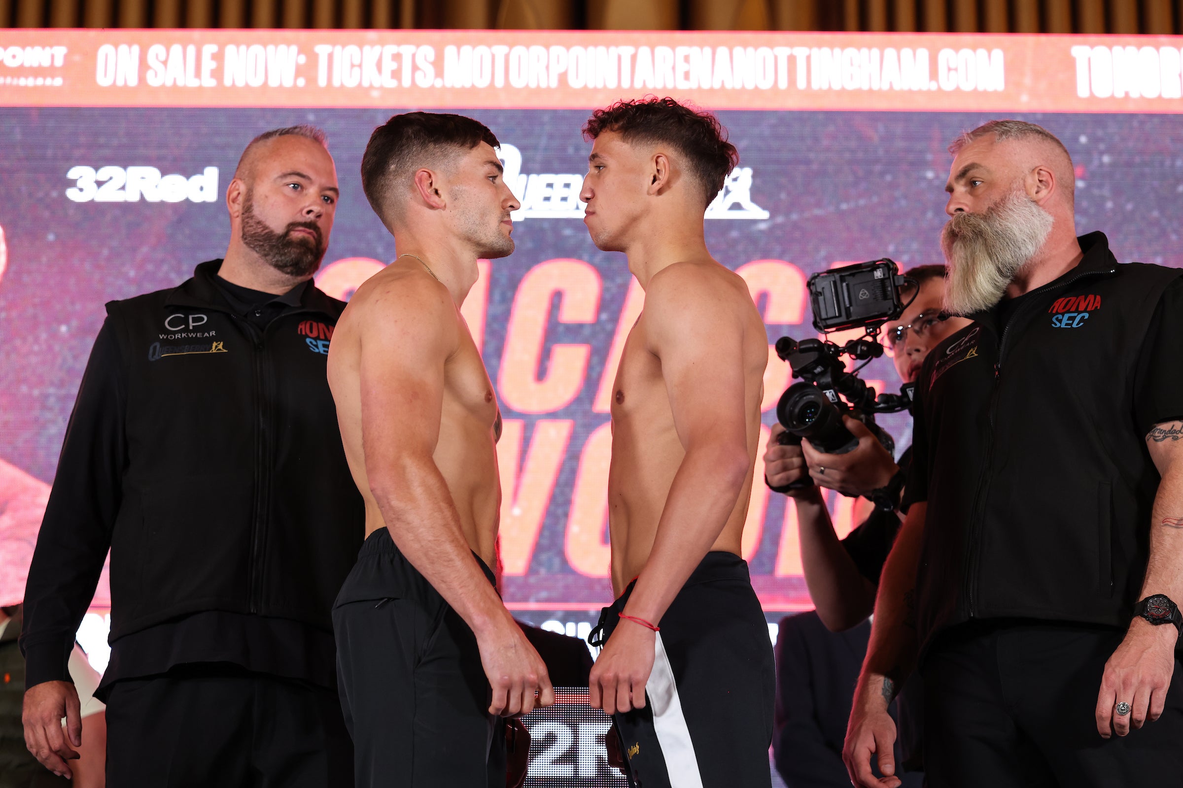 Sam Noakes (left) stares down Patrik Balaz