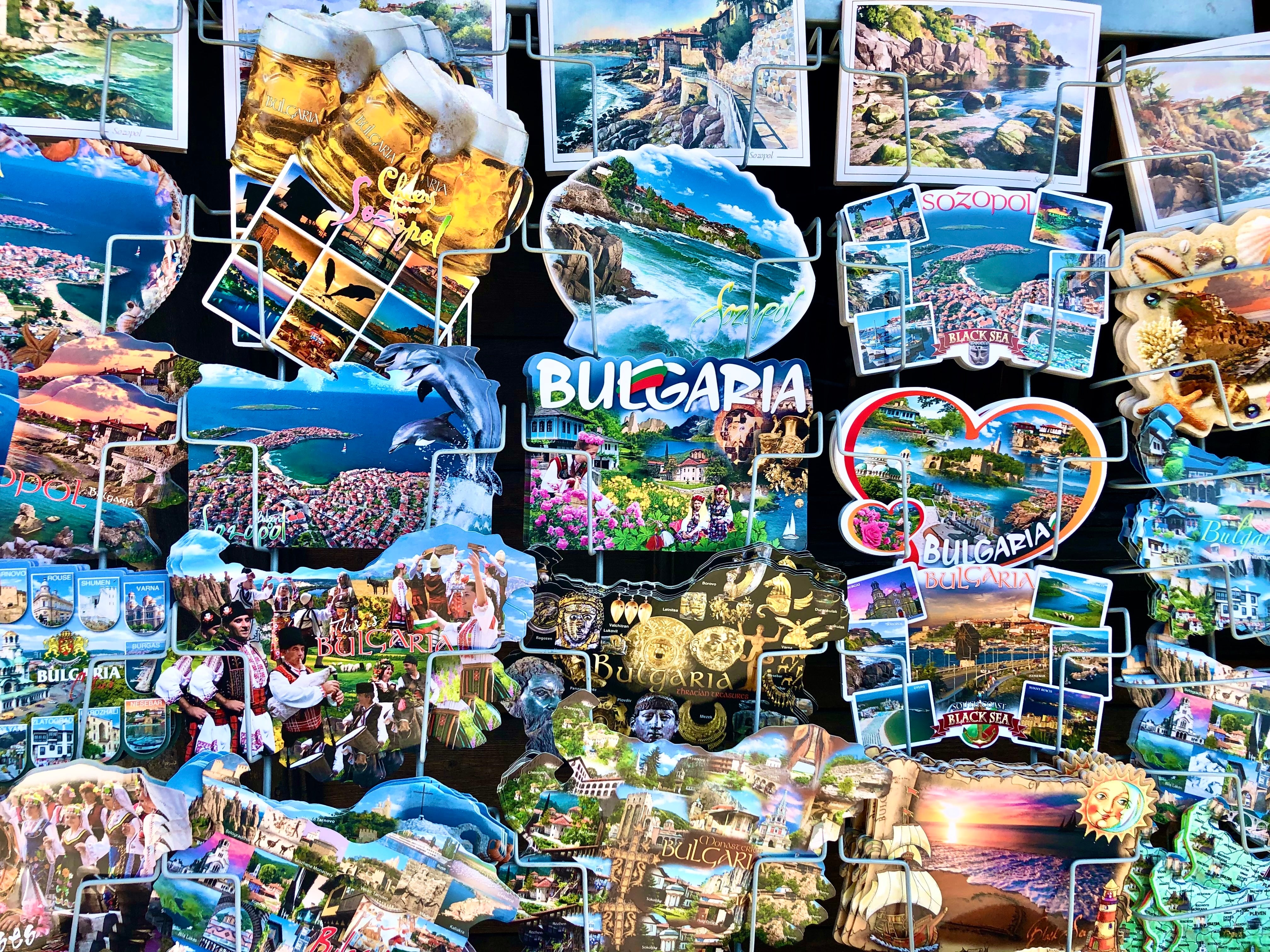 Wish you were here? Postcards for sale in the resort of Varna