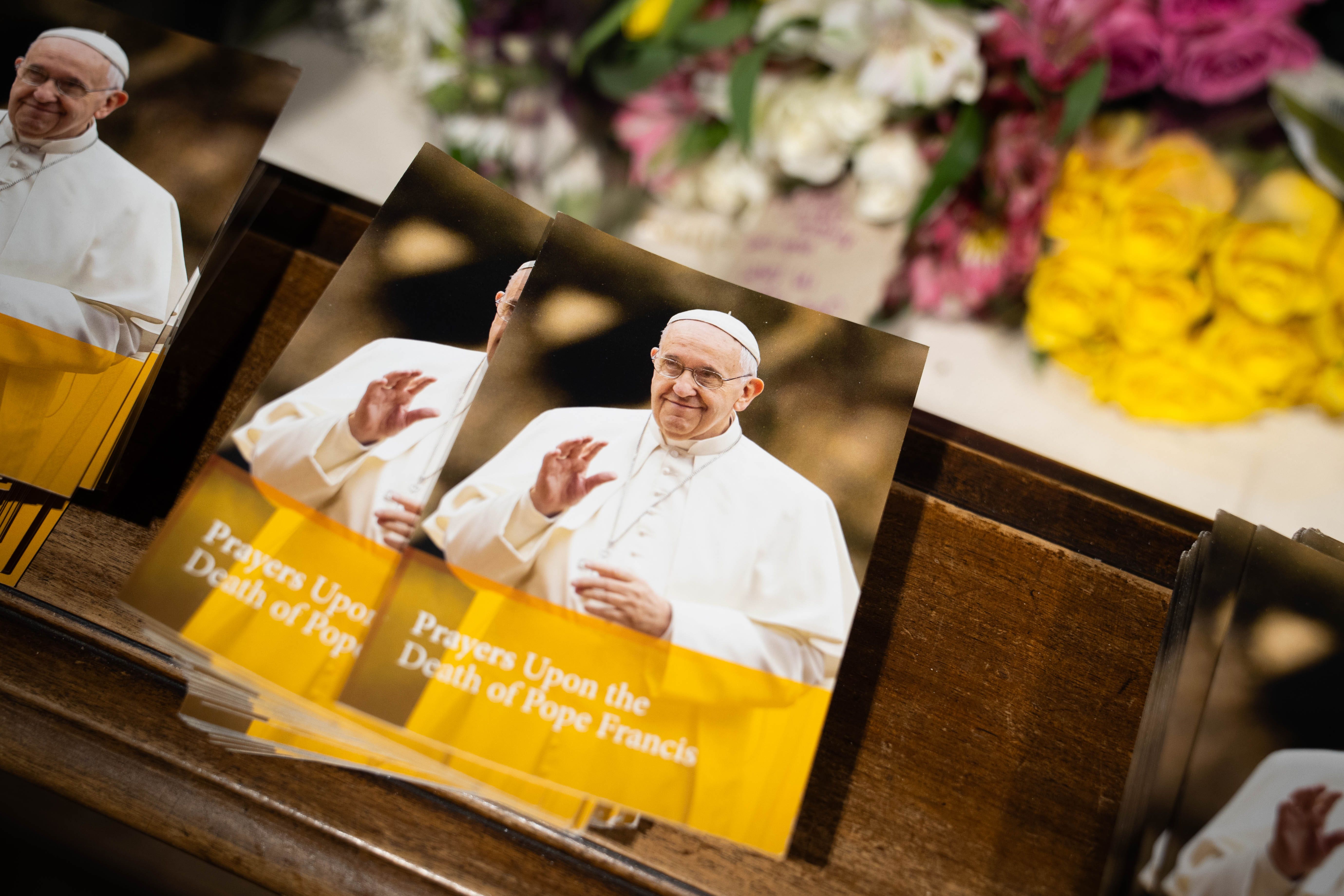 Catholics have gathered at Westminster Cathedral to honour the new pope (James Manning/PA)