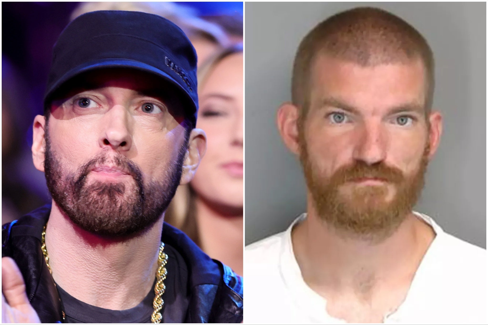 Matthew David Hughes (right) was convicted of aggravated stalking and first-degree home invasion after breaking into Eminem's home for a second time
