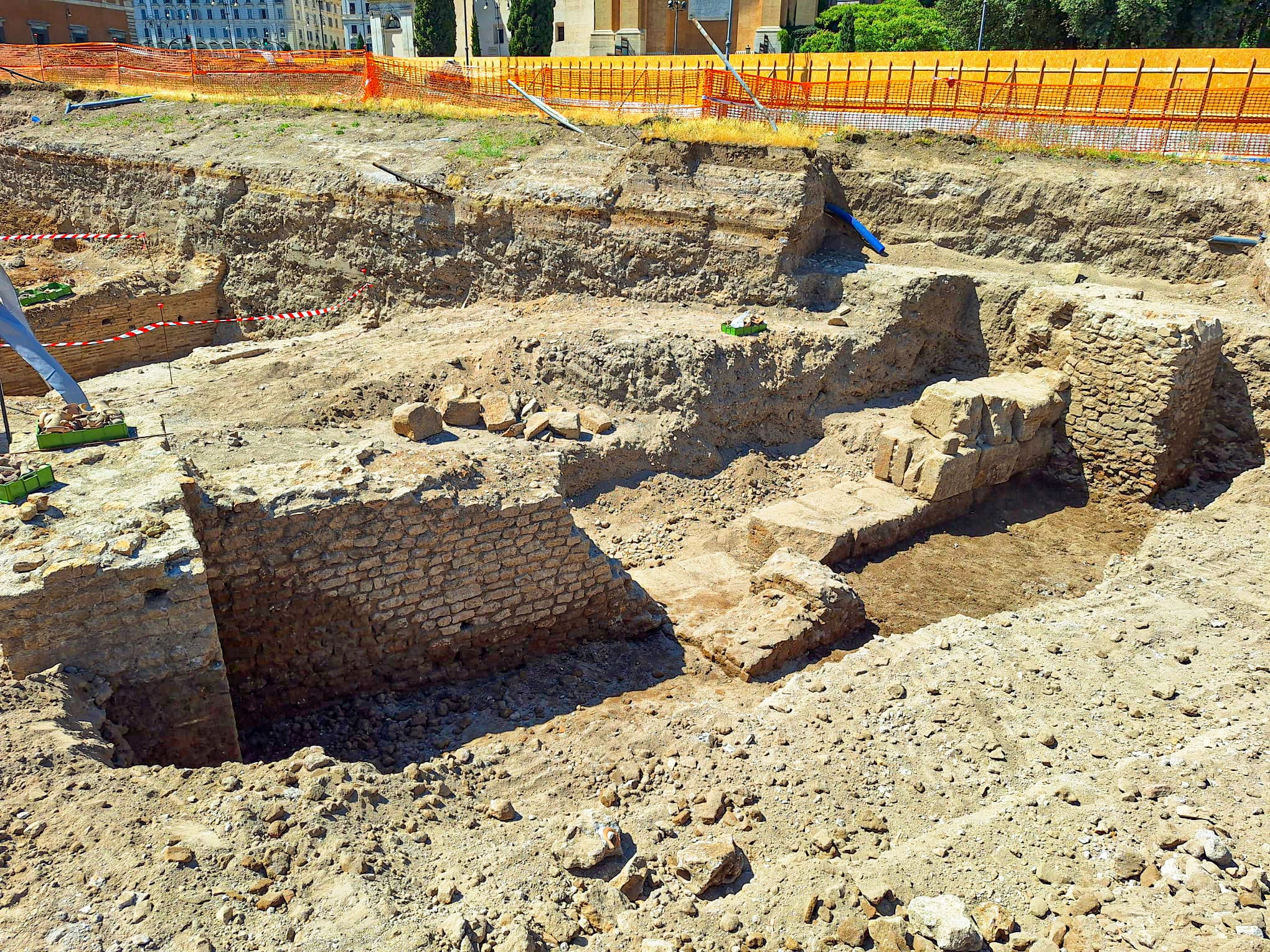 A section of walls unearthed at Piazza San Giovanni in Rome